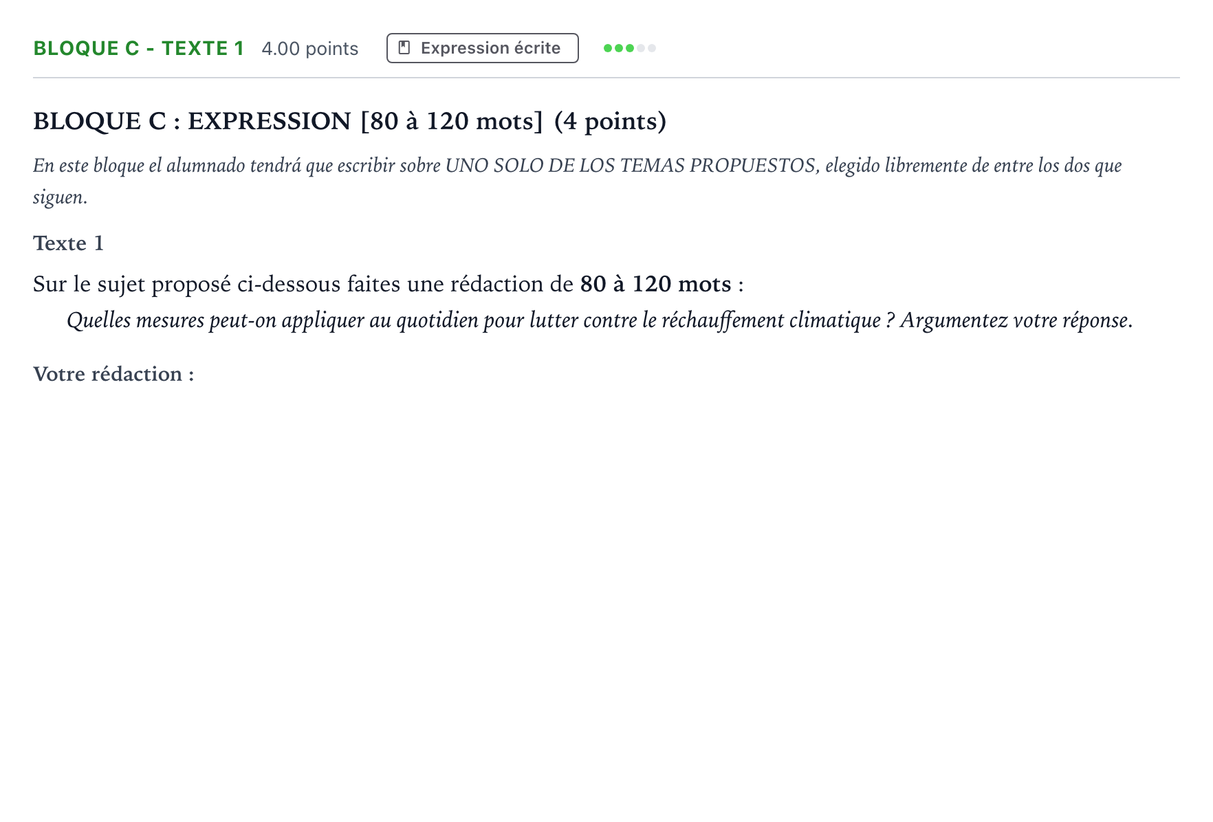 Enunciado: Bloque C - Texte 1 · Francés PAU Andalucía Extraordinaria Titular (Acceso) 2023