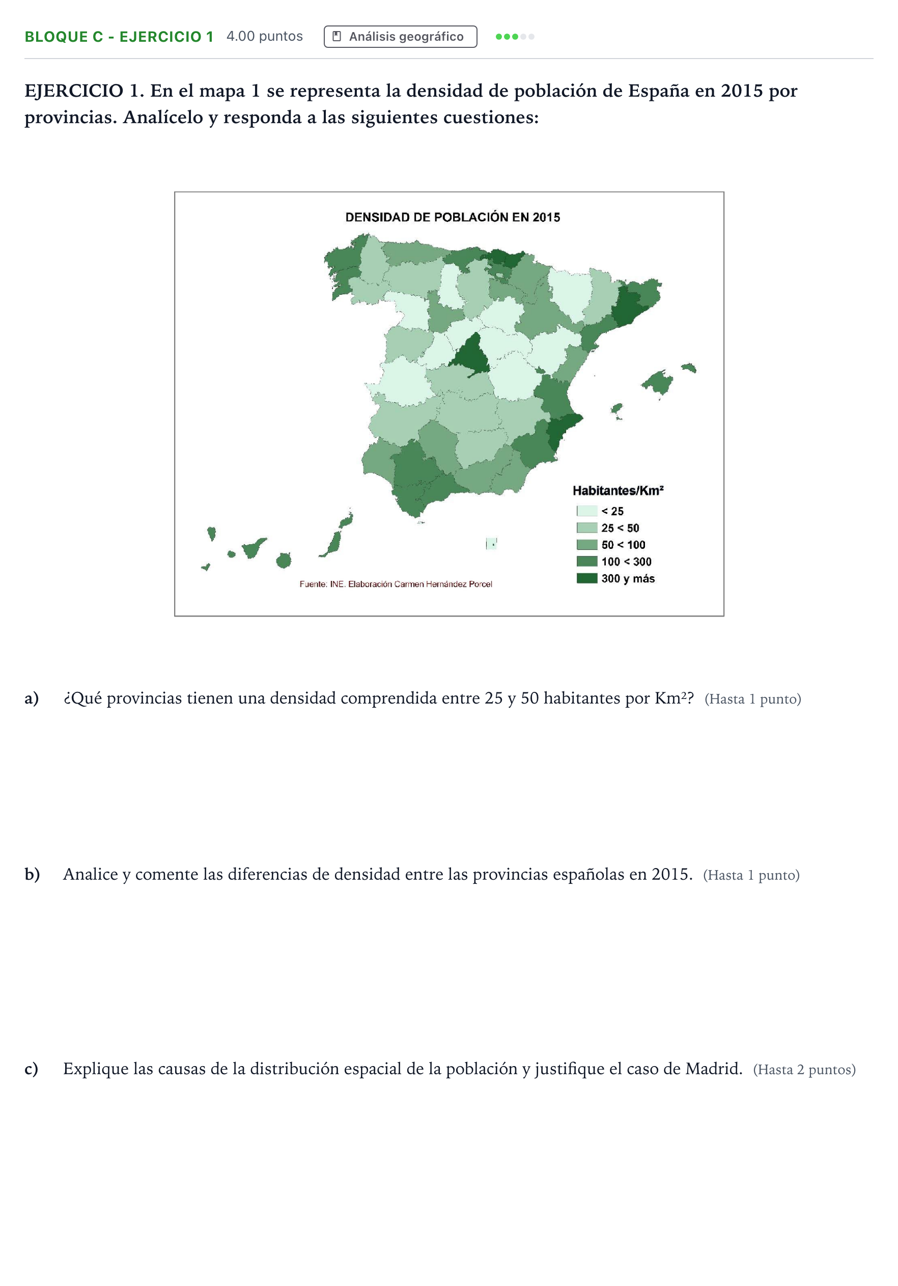 Enunciado: Bloque C - Ejercicio 1 · Geografía PAU Andalucía Extraordinaria Reserva 2023