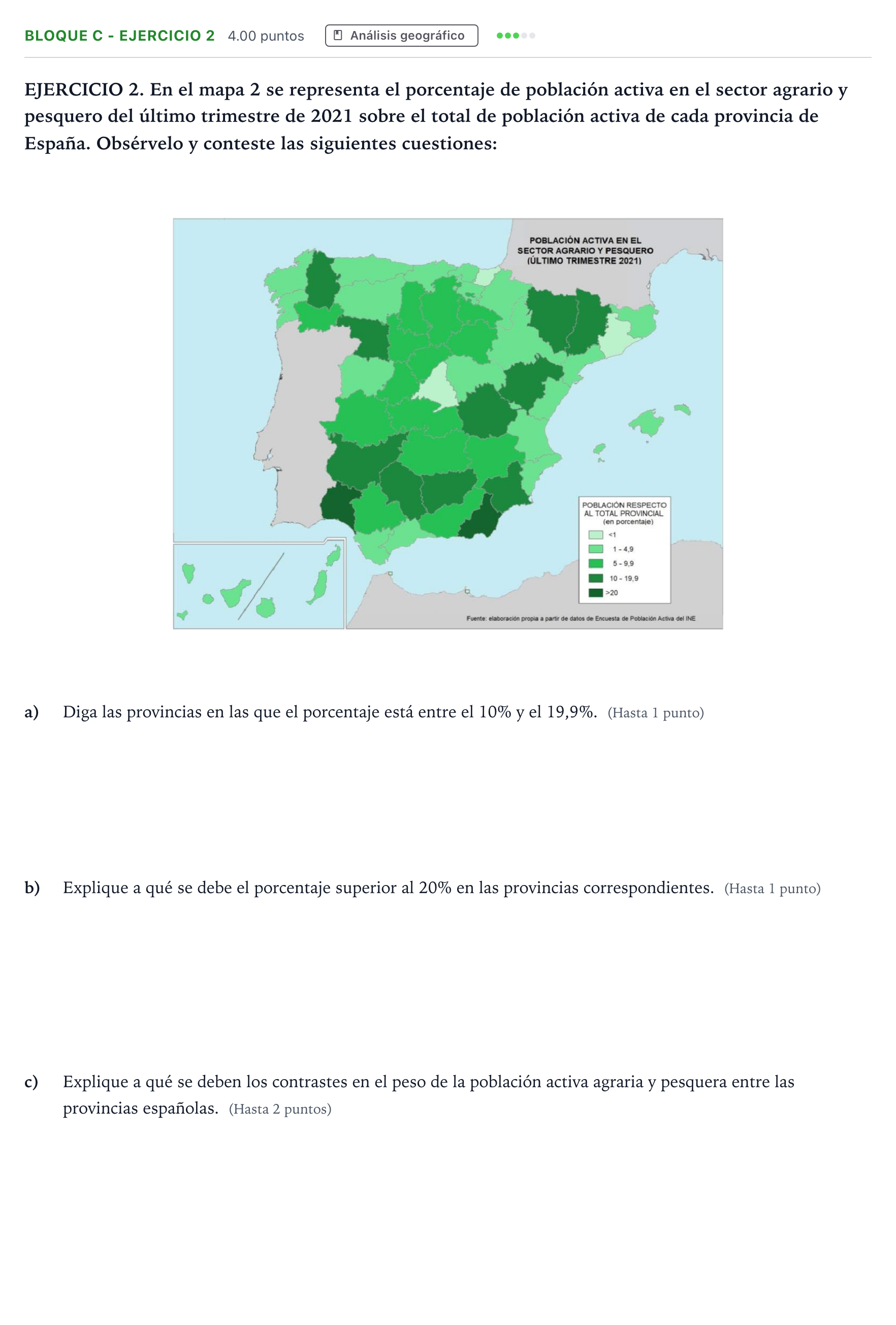 Enunciado: Bloque C - Ejercicio 2 · Geografía PAU Andalucía Extraordinaria Reserva 2023