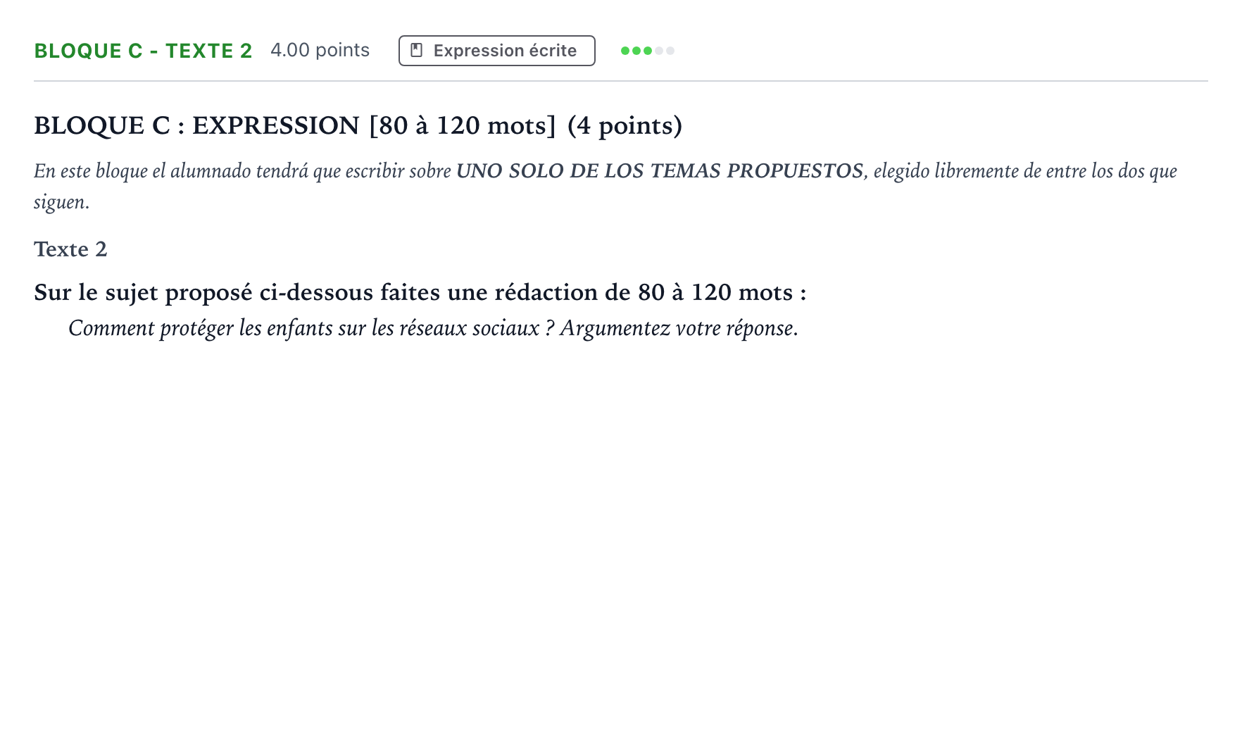 Enunciado: Bloque C - Texte 2 · Francés PAU Andalucía Ordinaria Suplente 2023