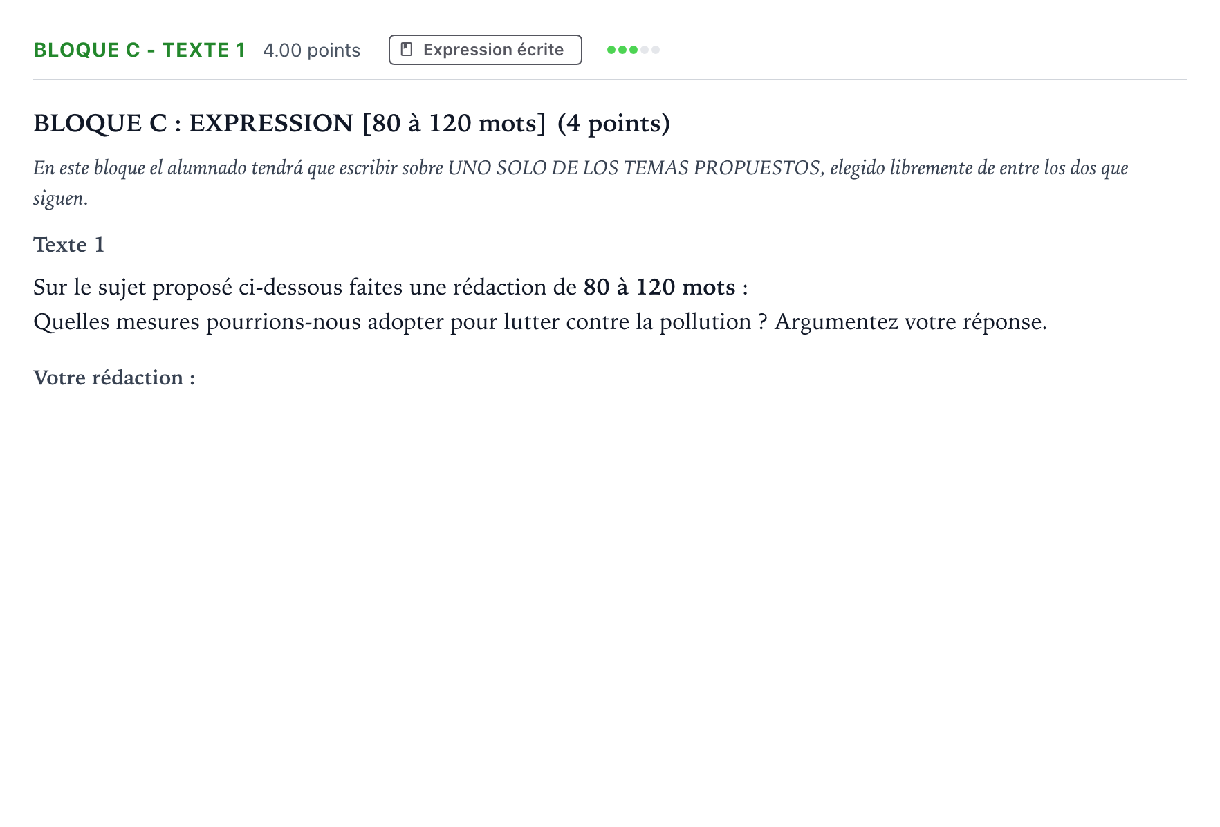 Enunciado: Bloque C - Texte 1 · Francés PAU Andalucía Ordinaria Titular (Acceso) 2023