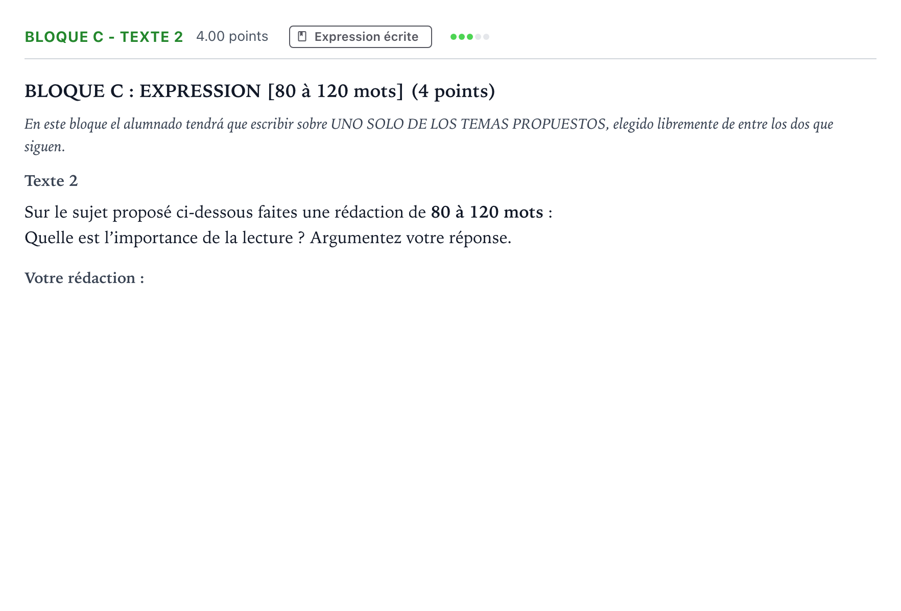 Enunciado: Bloque C - Texte 2 · Francés PAU Andalucía Ordinaria Titular (Acceso) 2023