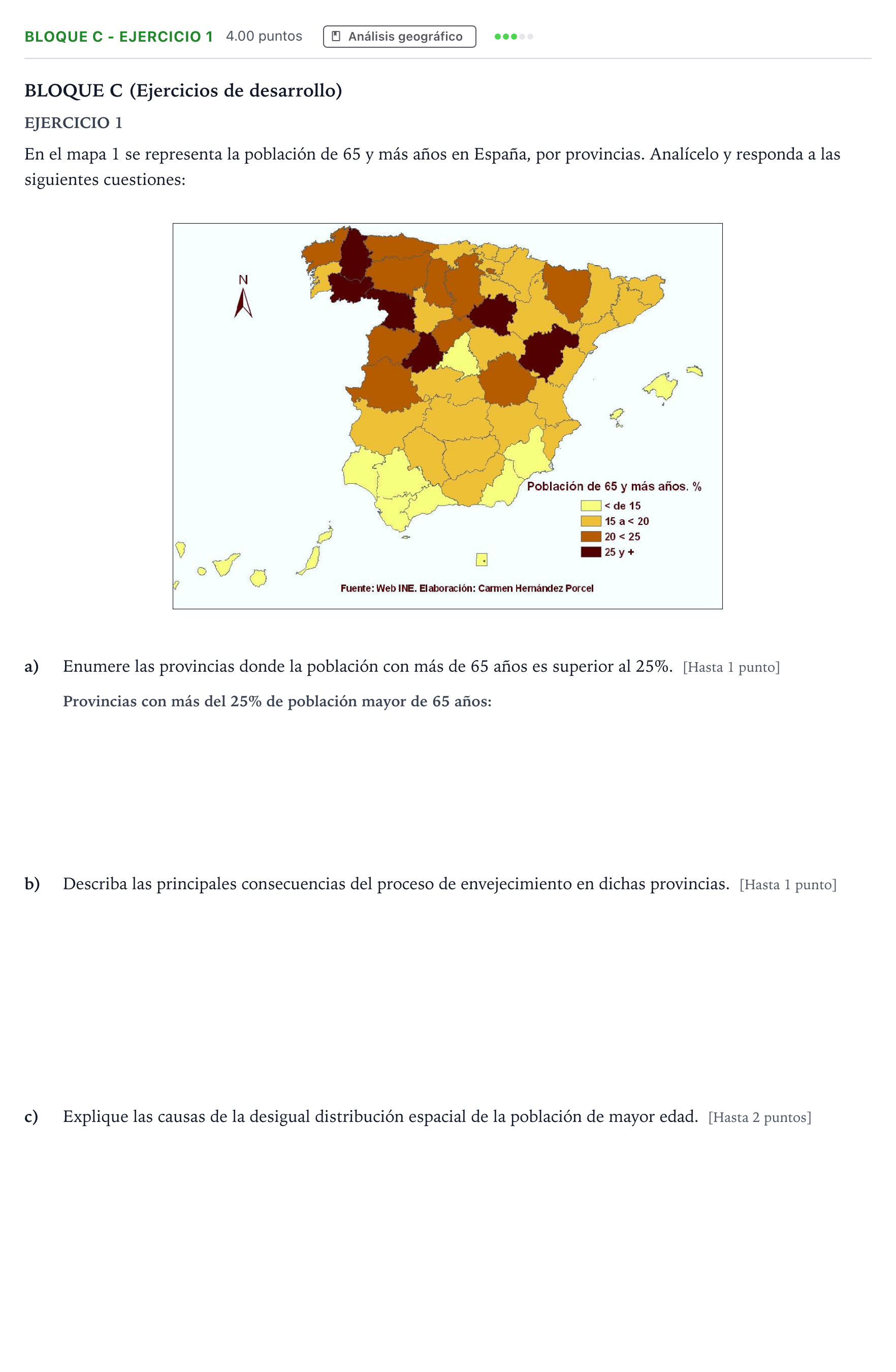 Enunciado: Bloque C - Ejercicio 1 · Geografía PAU Andalucía Extraordinaria Suplente 2023