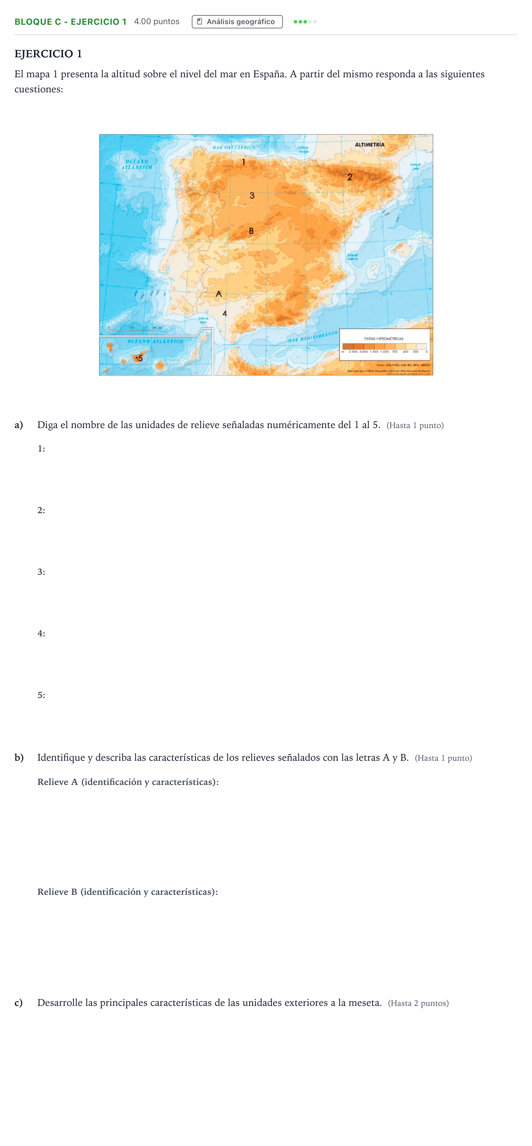 Enunciado: Bloque C - Ejercicio 1 · Geografía PAU Andalucía Extraordinaria Titular 2023