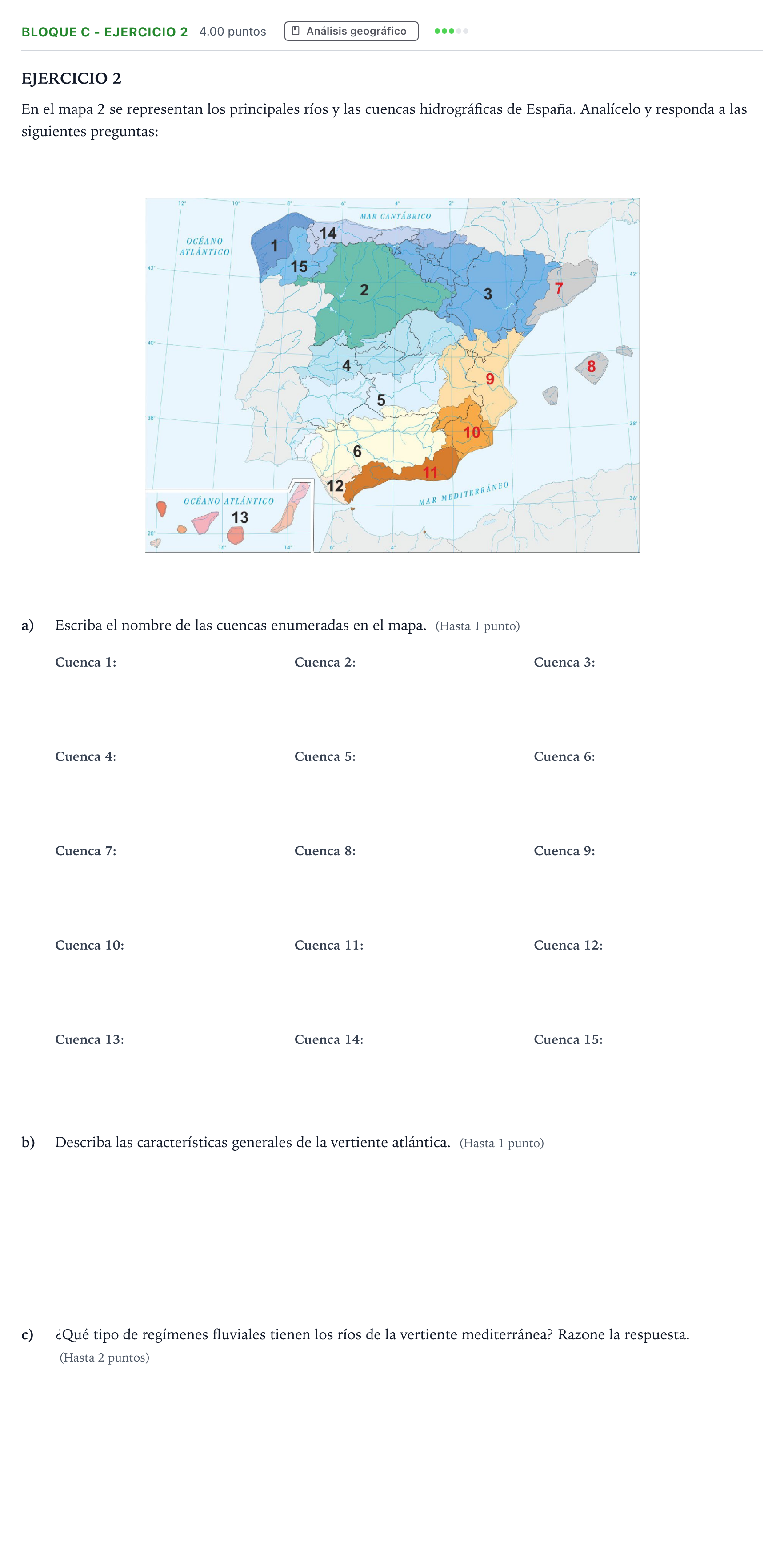 Enunciado: Bloque C - Ejercicio 2 · Geografía PAU Andalucía Extraordinaria Titular 2023