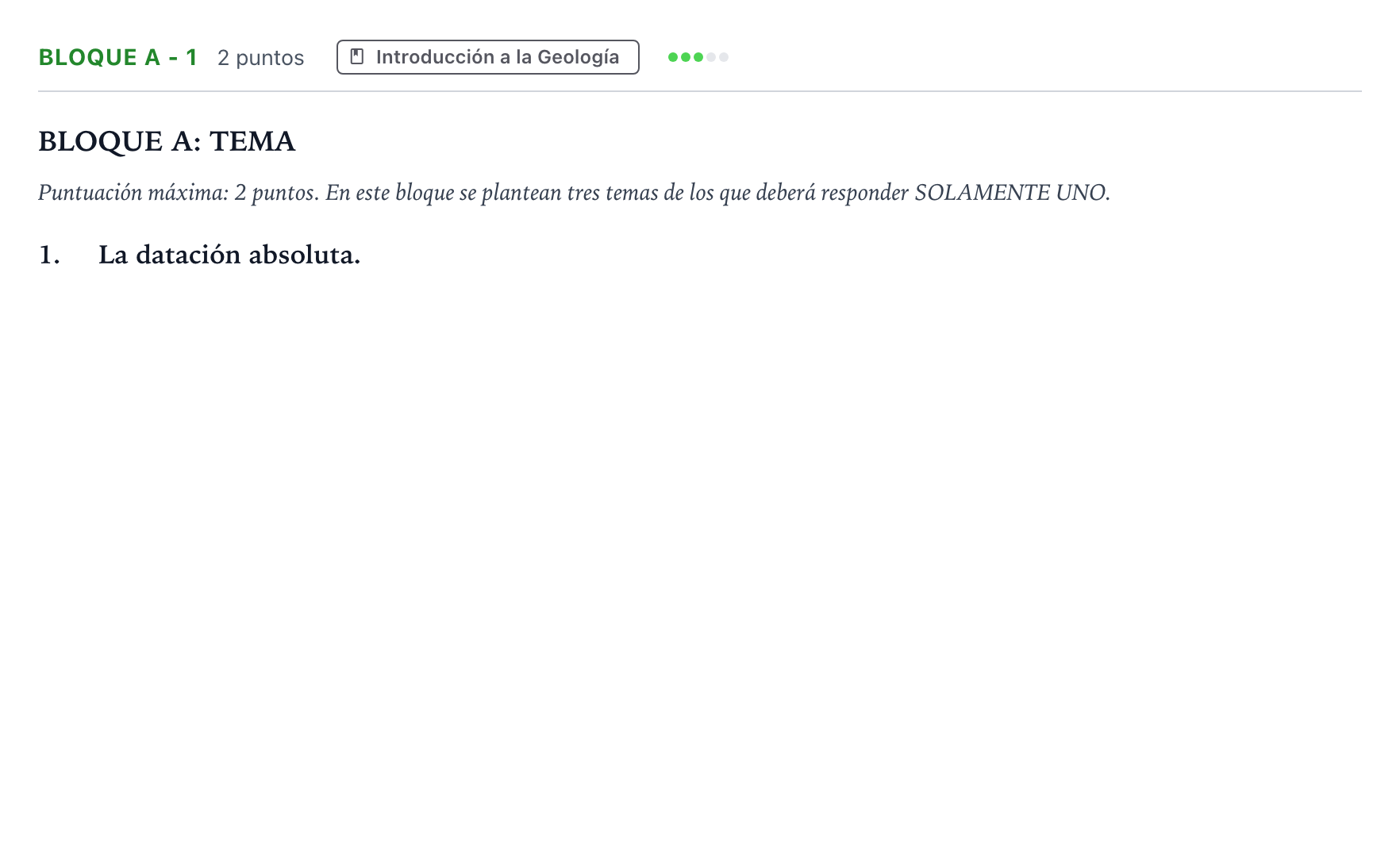 Enunciado: Bloque A - 1 · Geología PAU Andalucía Extraordinaria Reserva 2023