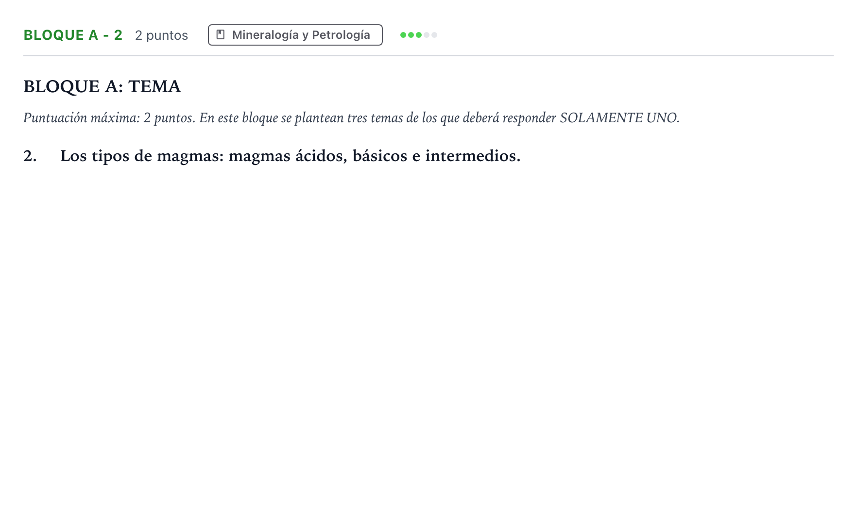 Enunciado: Bloque A - 2 · Geología PAU Andalucía Extraordinaria Reserva 2023
