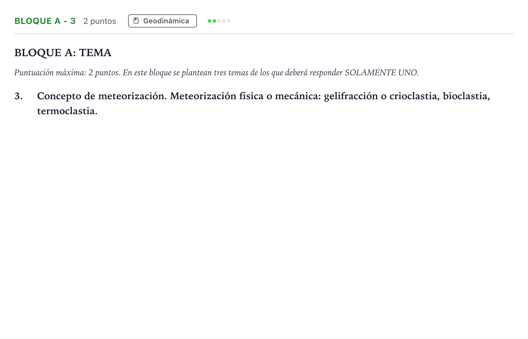 Enunciado: Bloque A - 3 · Geología PAU Andalucía Extraordinaria Reserva 2023