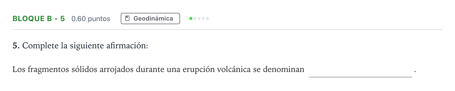 Enunciado: Bloque B - 5 · Geología PAU Andalucía Extraordinaria Reserva 2023