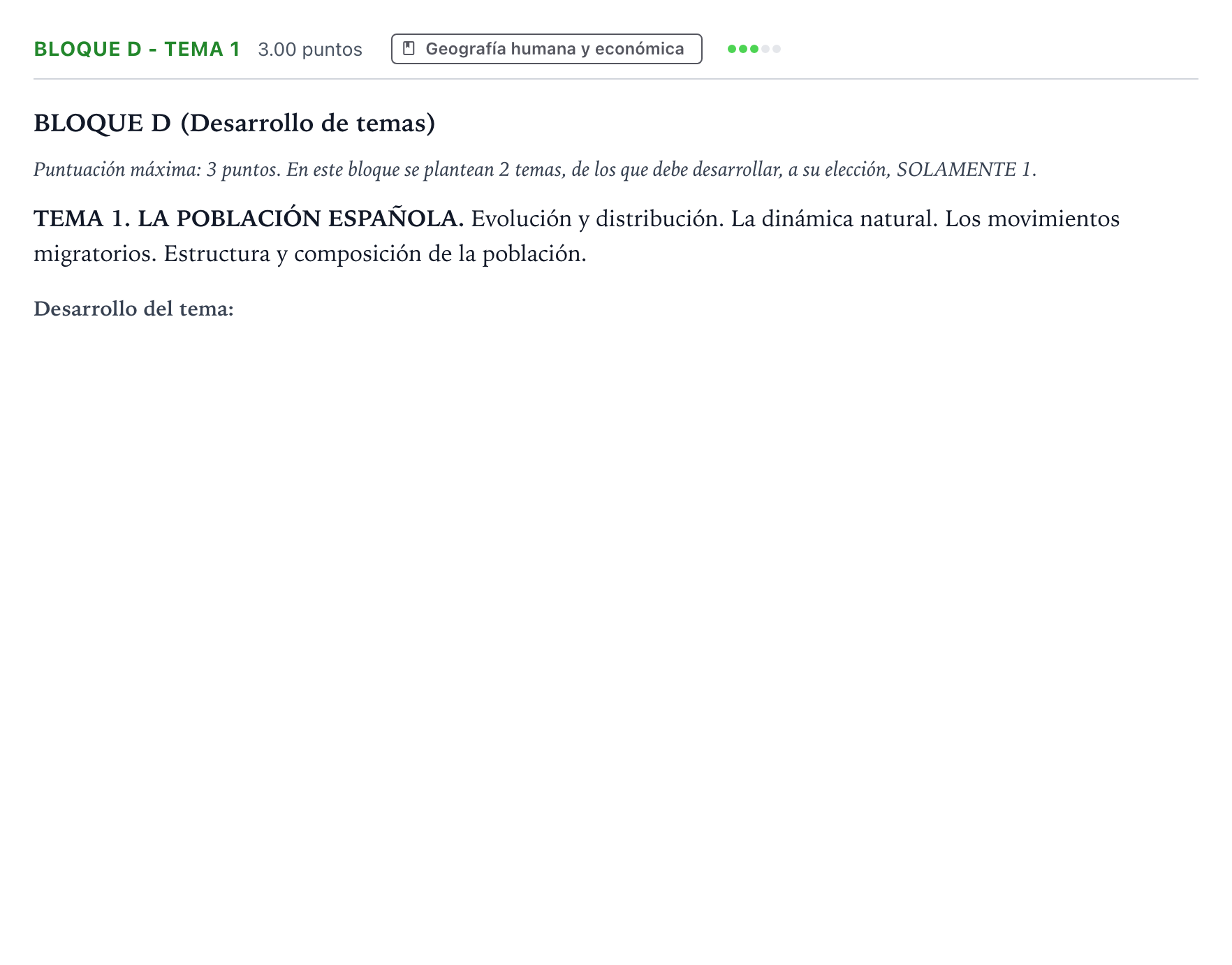 Enunciado: Bloque D - Tema 1 · Geografía PAU Andalucía Ordinaria Suplente 2023