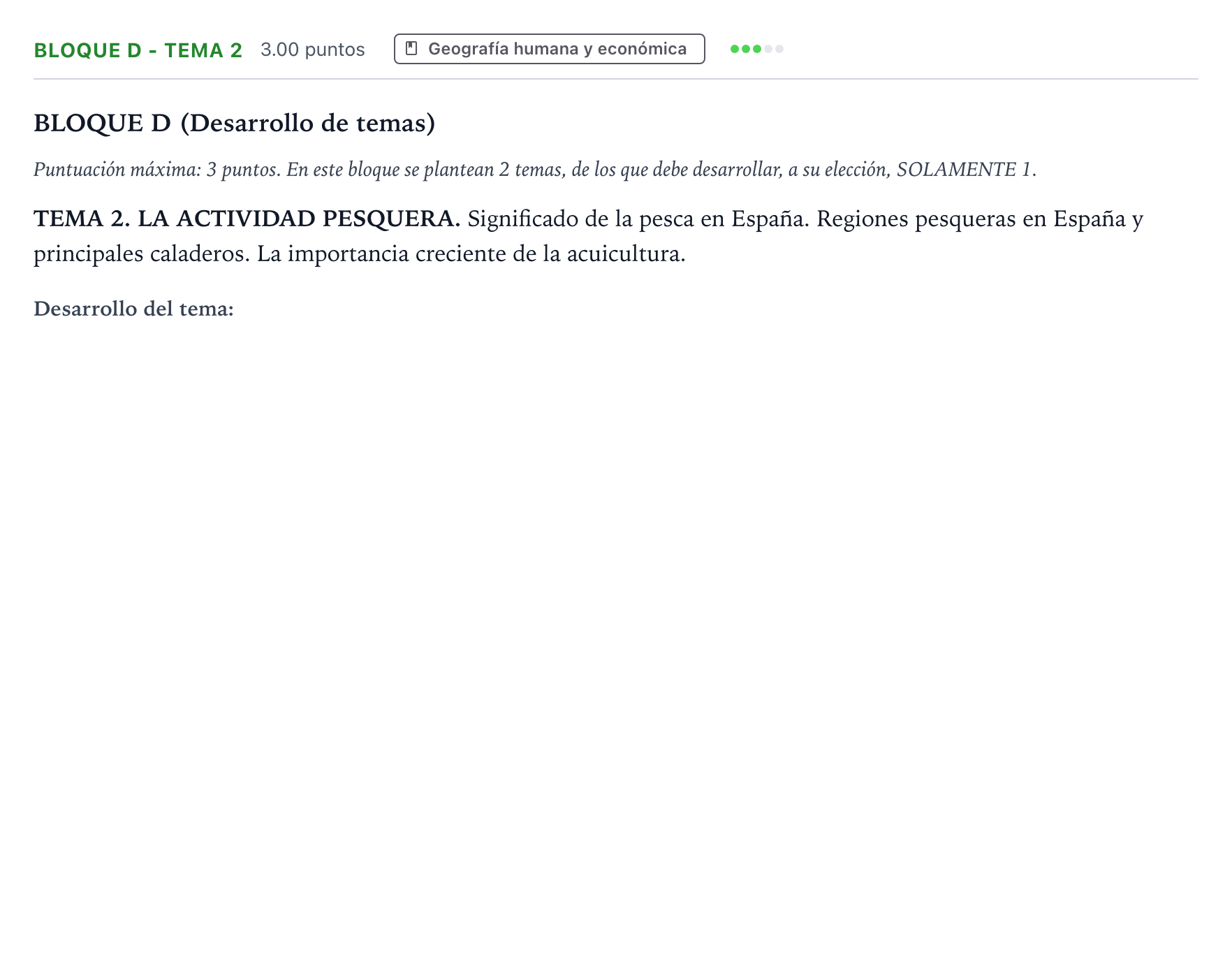 Enunciado: Bloque D - Tema 2 · Geografía PAU Andalucía Ordinaria Suplente 2023