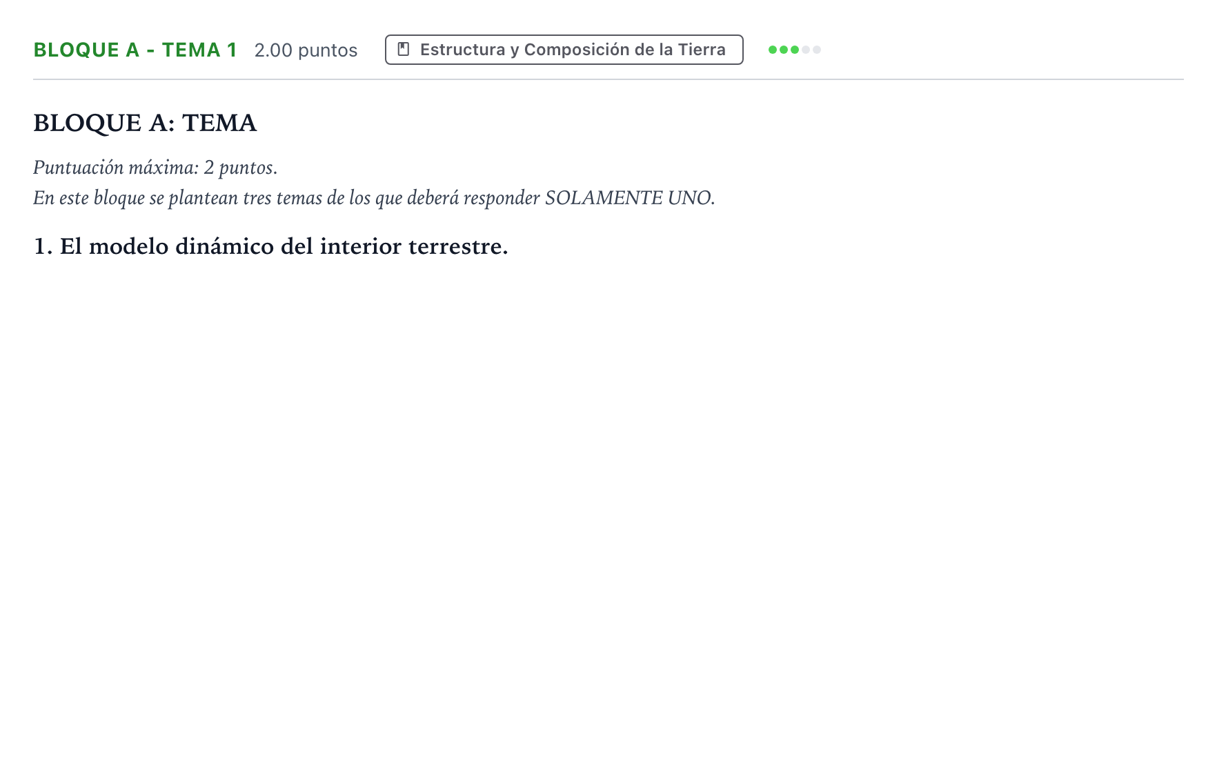 Enunciado: Bloque A - Tema 1 · Geología PAU Andalucía Extraordinaria Suplente 2023