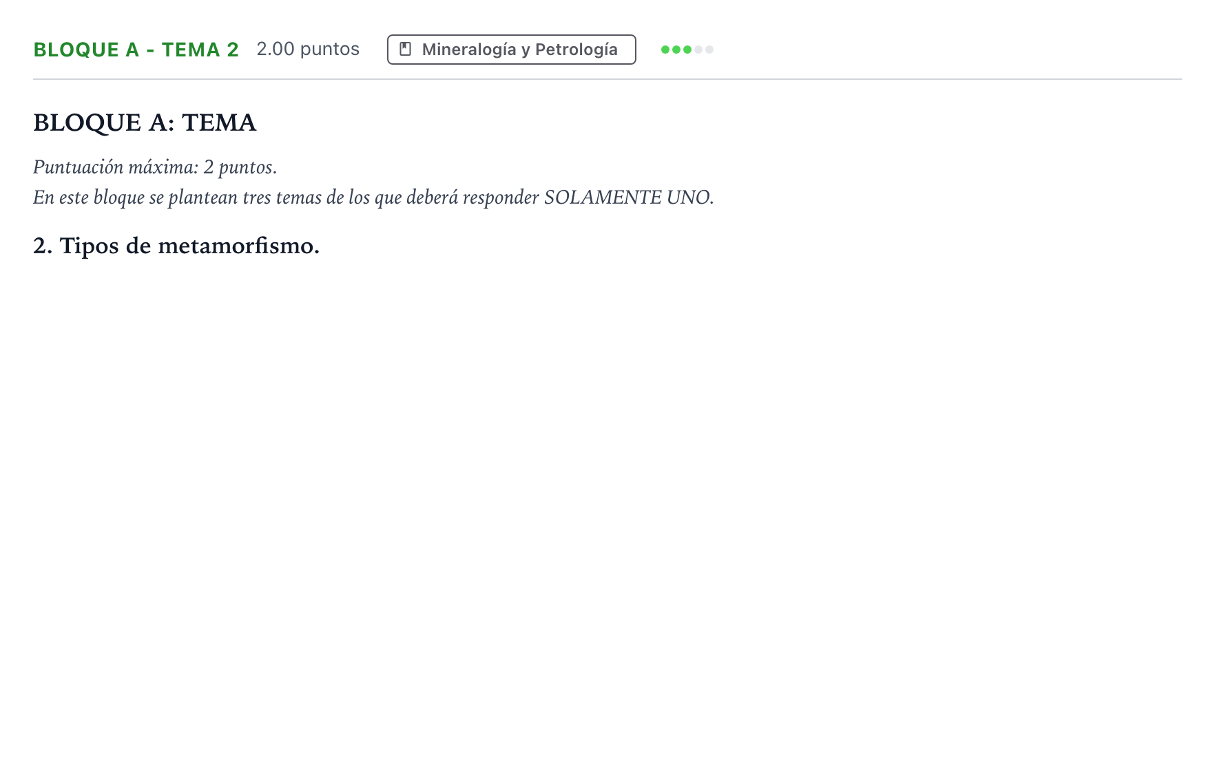 Enunciado: Bloque A - Tema 2 · Geología PAU Andalucía Extraordinaria Suplente 2023