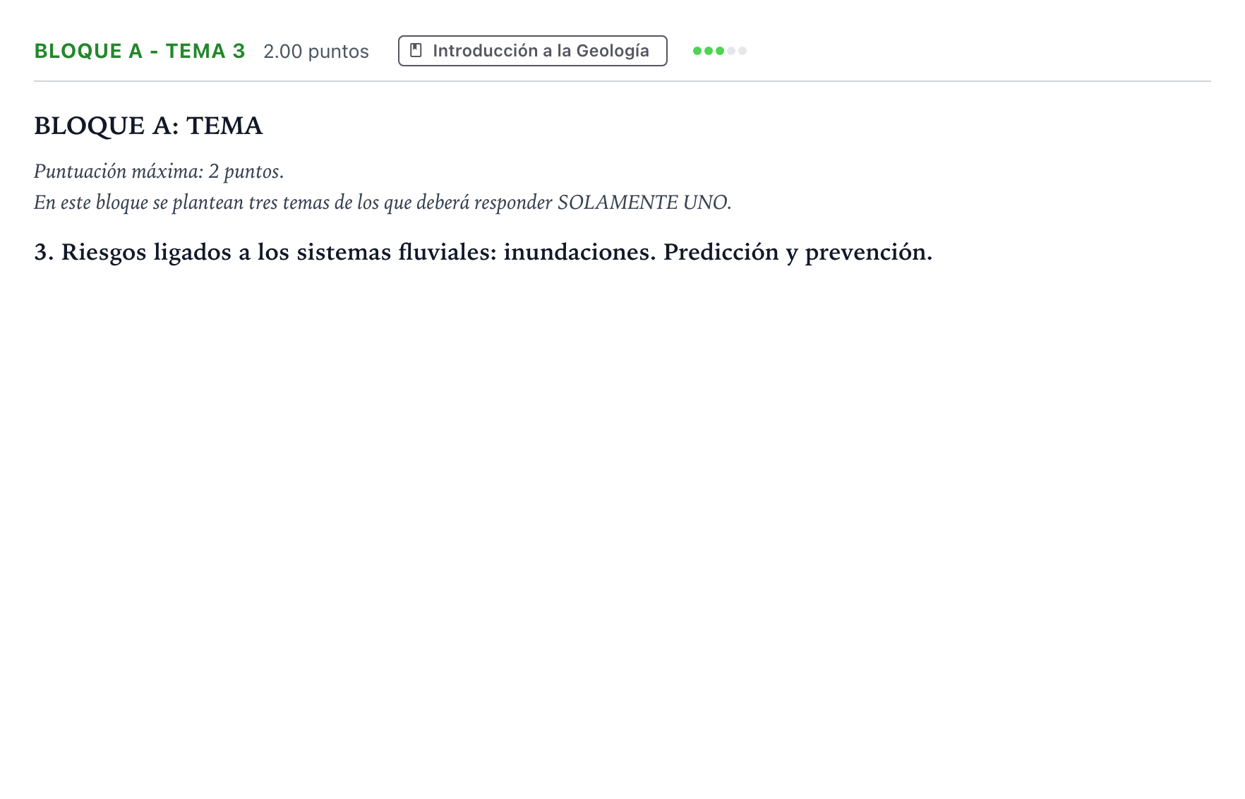 Enunciado: Bloque A - Tema 3 · Geología PAU Andalucía Extraordinaria Suplente 2023