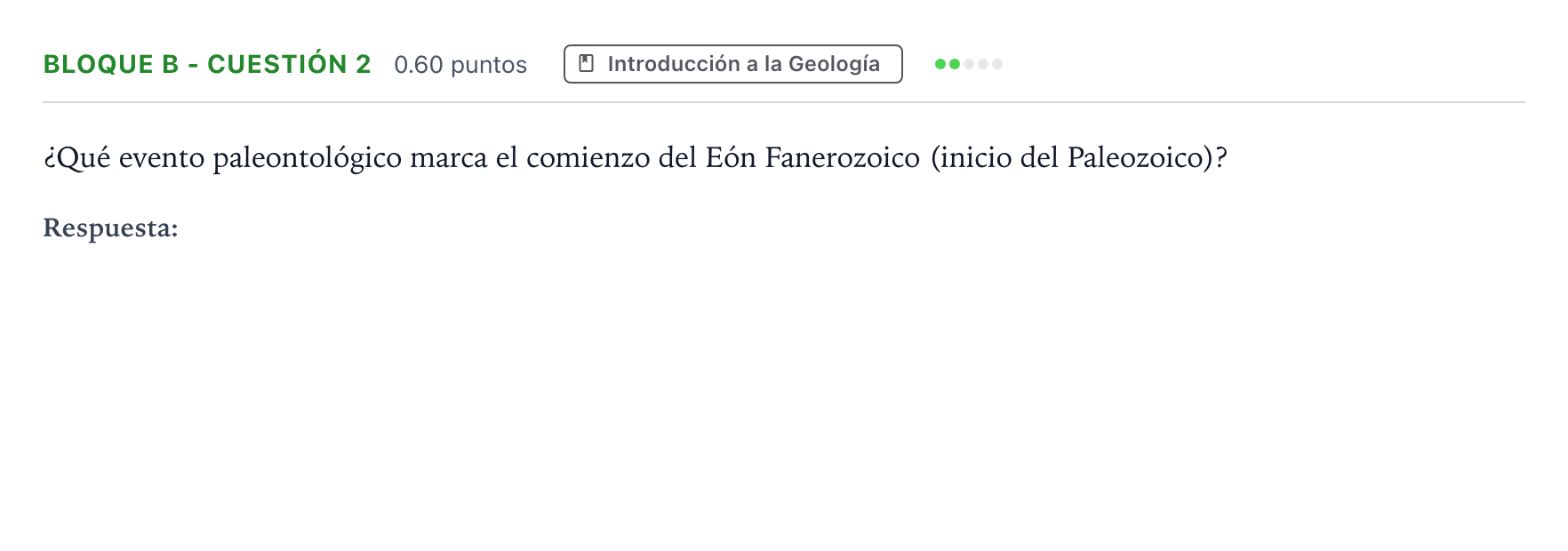 Enunciado: Bloque B - Cuestión 2 · Geología PAU Andalucía Extraordinaria Suplente 2023