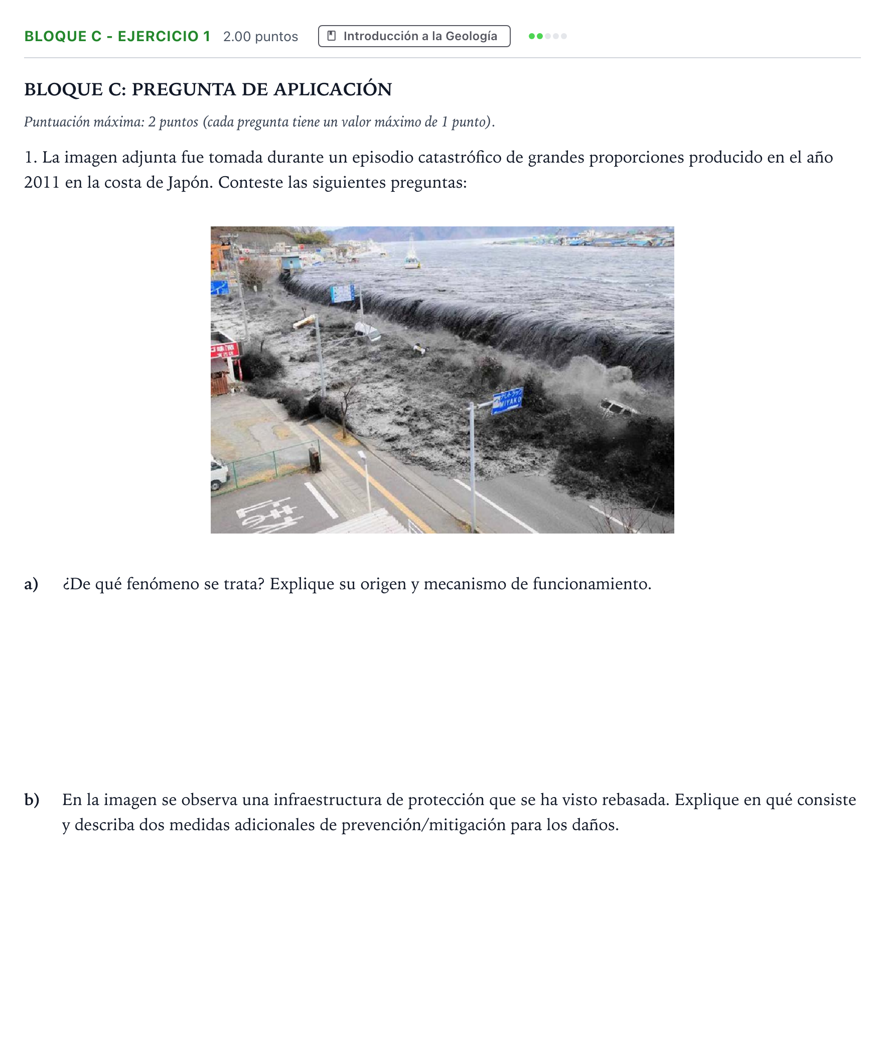 Enunciado: Bloque C - Ejercicio 1 · Geología PAU Andalucía Extraordinaria Suplente 2023