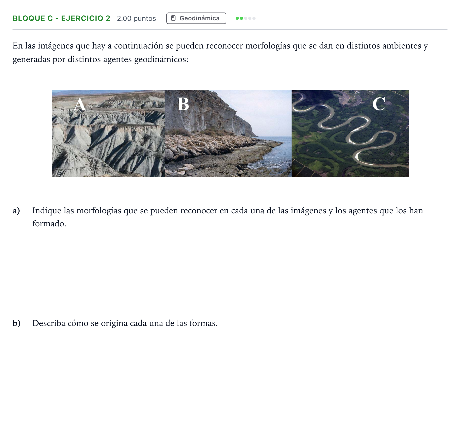 Enunciado: Bloque C - Ejercicio 2 · Geología PAU Andalucía Extraordinaria Suplente 2023