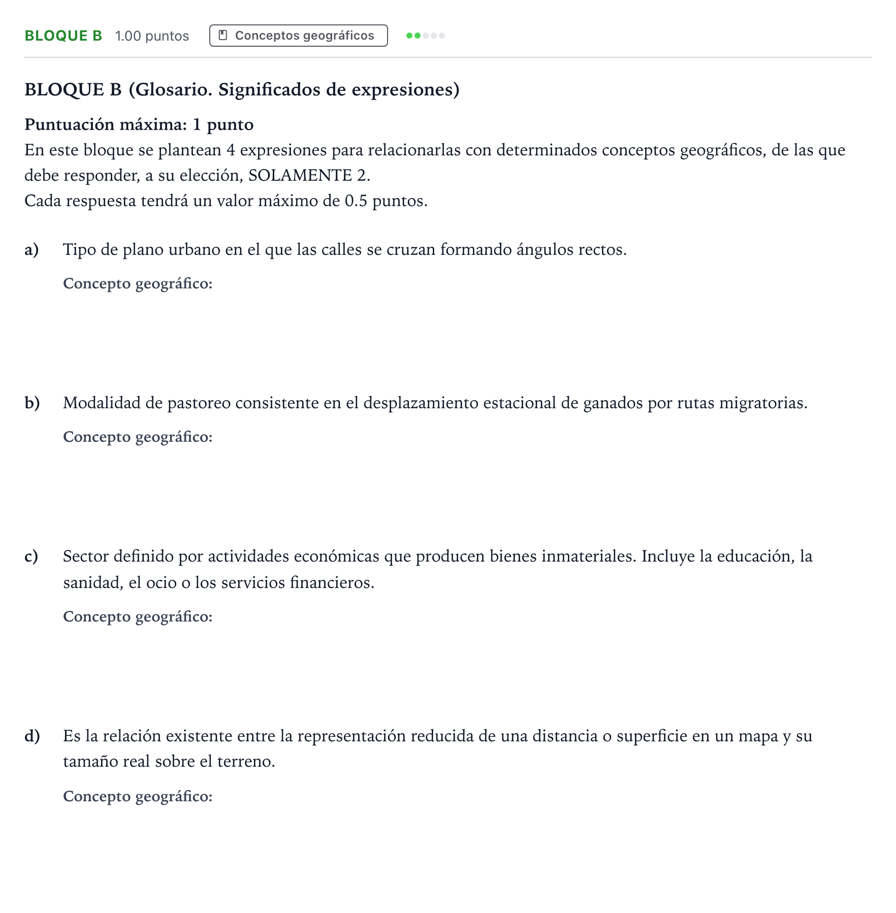 Enunciado: Bloque B · Geografía PAU Andalucía Ordinaria Titular 2023