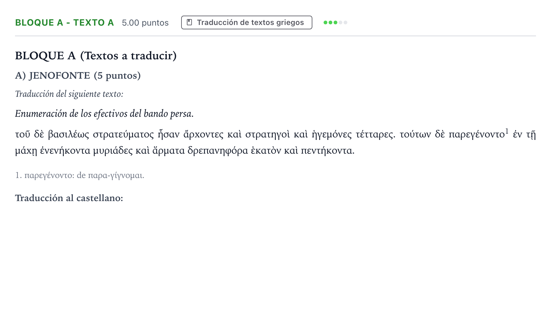 Enunciado: Bloque A - Texto A · Griego II PAU Andalucía Extraordinaria Suplente 2023