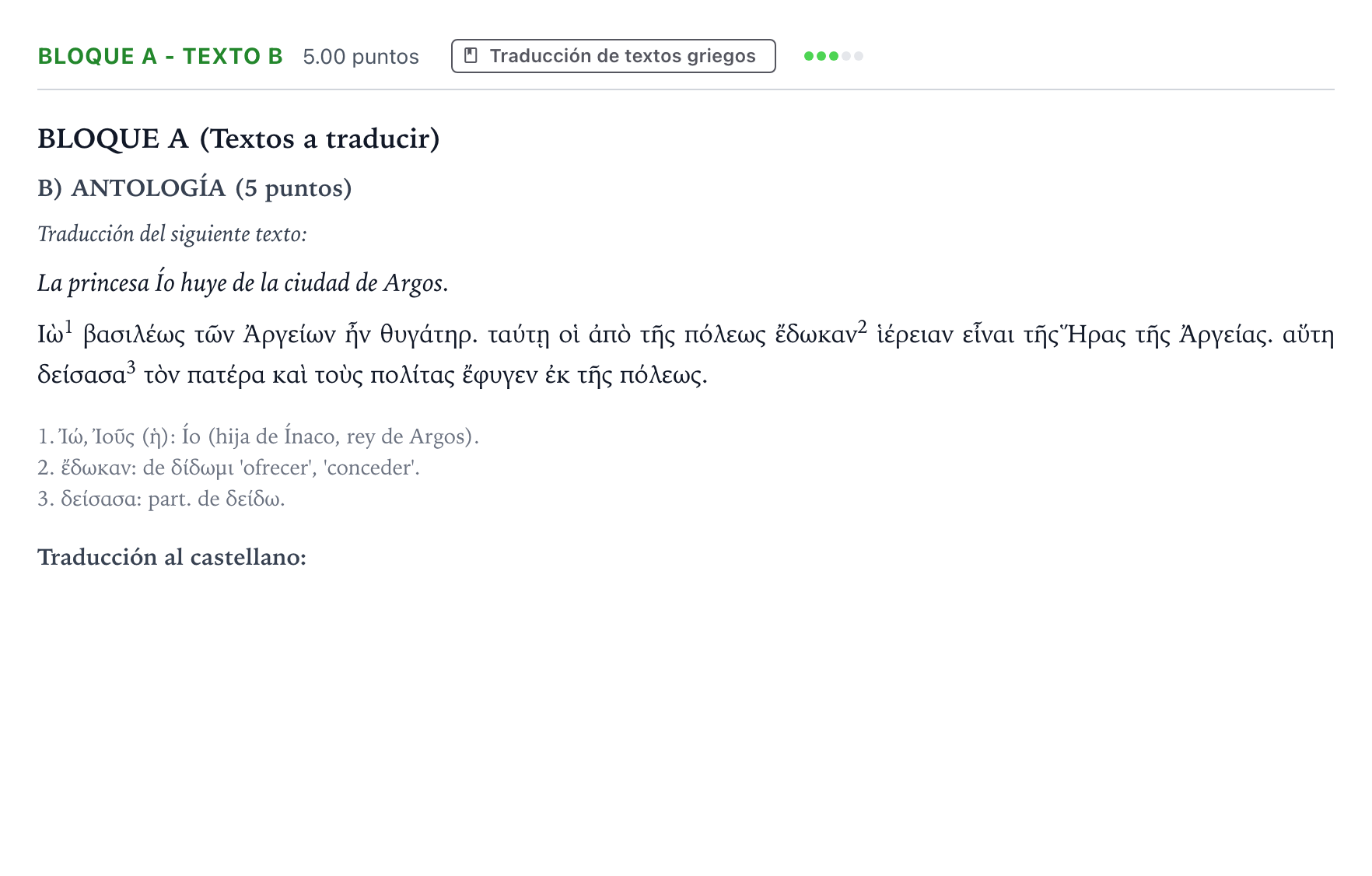 Enunciado: Bloque A - Texto B · Griego II PAU Andalucía Extraordinaria Suplente 2023
