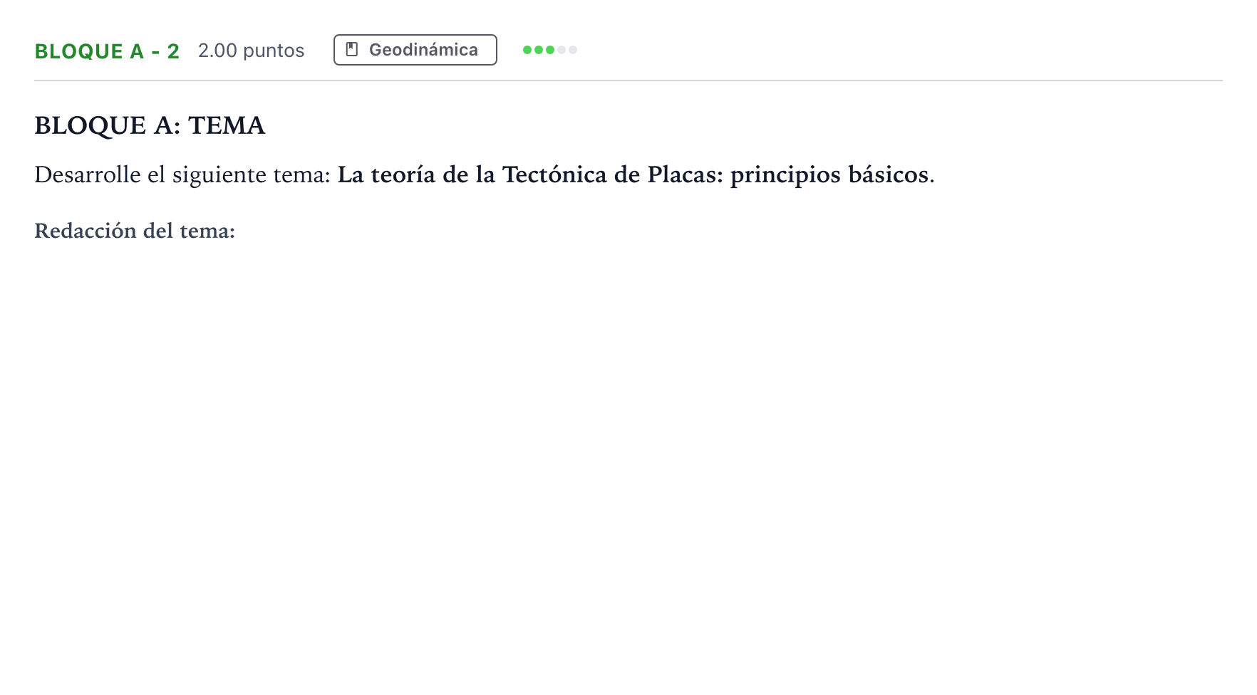 Enunciado: Bloque A - 2 · Geología PAU Andalucía Extraordinaria Titular 2023
