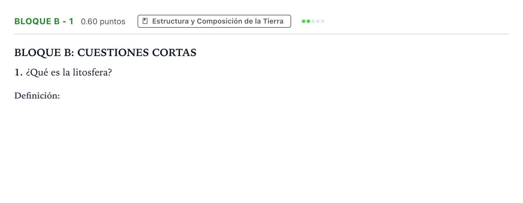 Enunciado: Bloque B - 1 · Geología PAU Andalucía Extraordinaria Titular 2023
