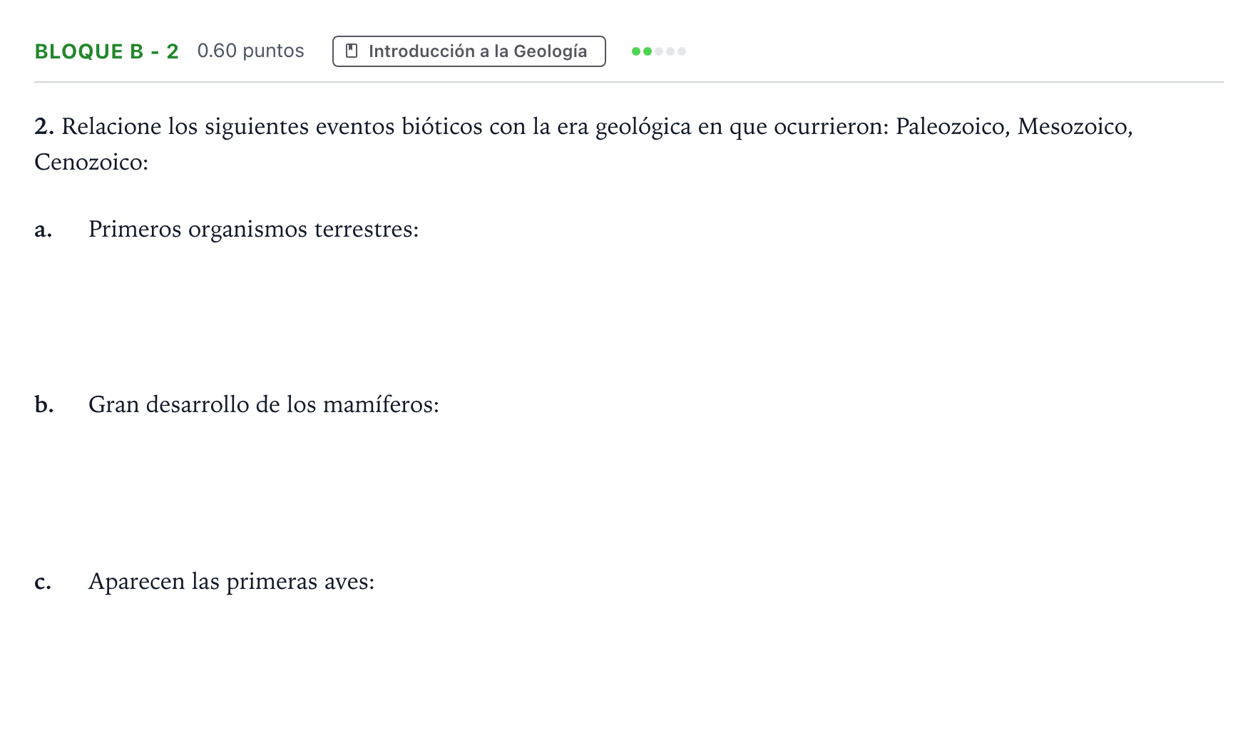 Enunciado: Bloque B - 2 · Geología PAU Andalucía Extraordinaria Titular 2023