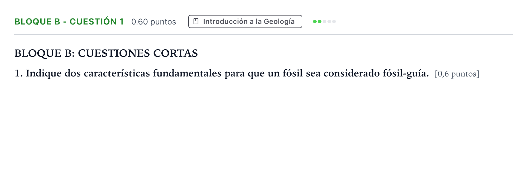Enunciado: Bloque B - Cuestión 1 · Geología PAU Andalucía Ordinaria Reserva 2023