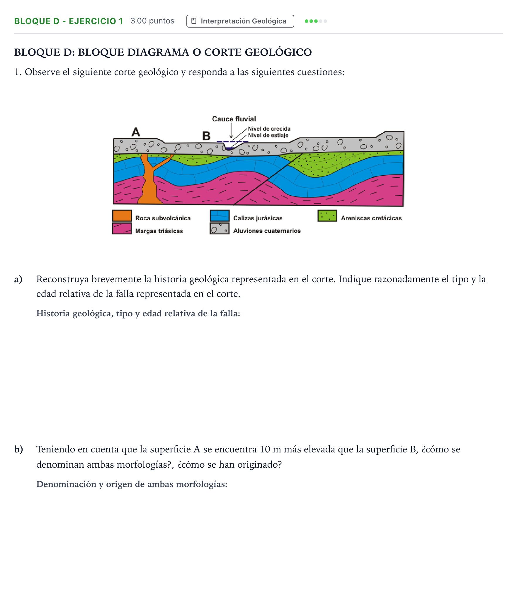 Enunciado: Bloque D - Ejercicio 1 · Geología PAU Andalucía Ordinaria Reserva 2023