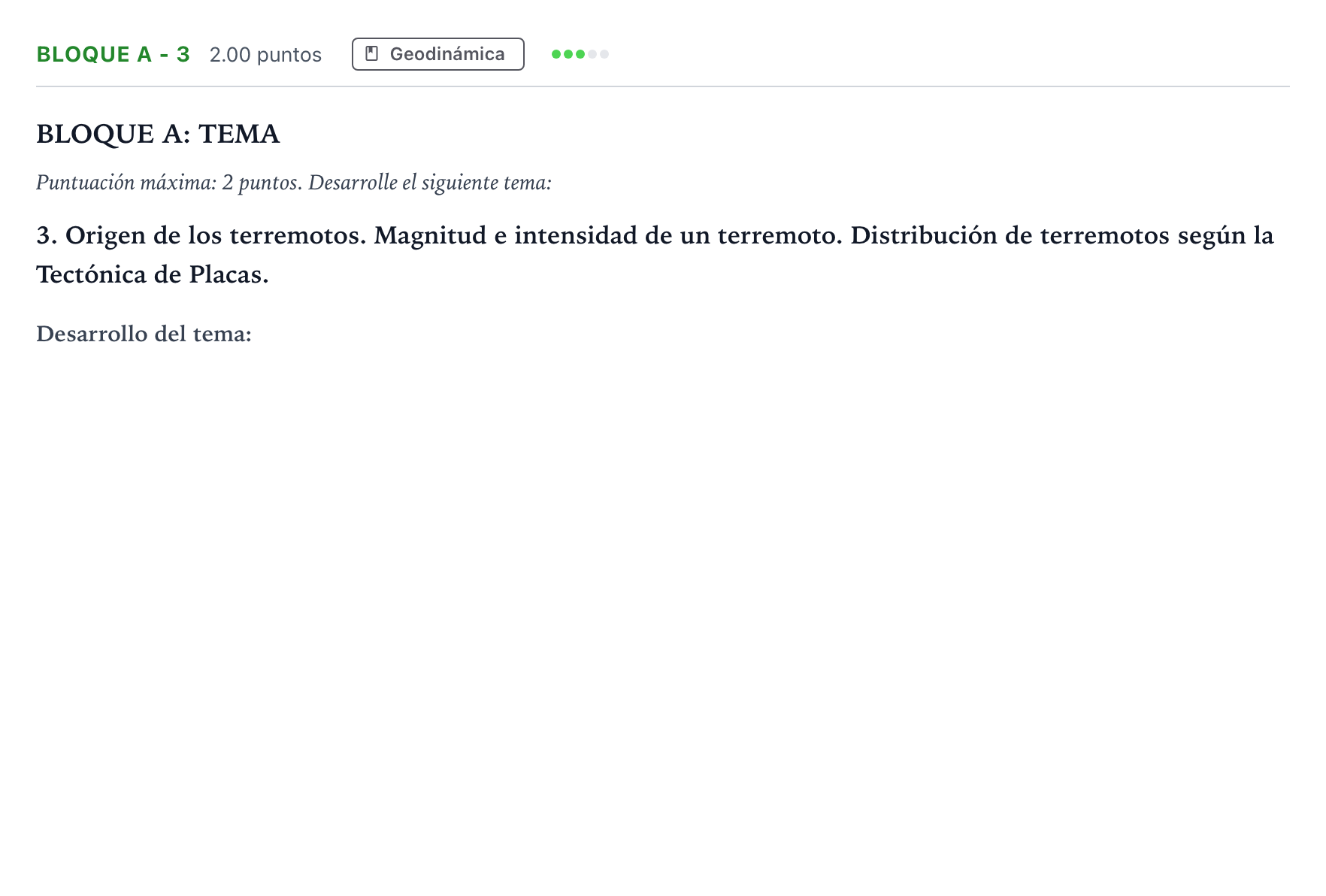 Enunciado: Bloque A - 3 · Geología PAU Andalucía Ordinaria Suplente 2023