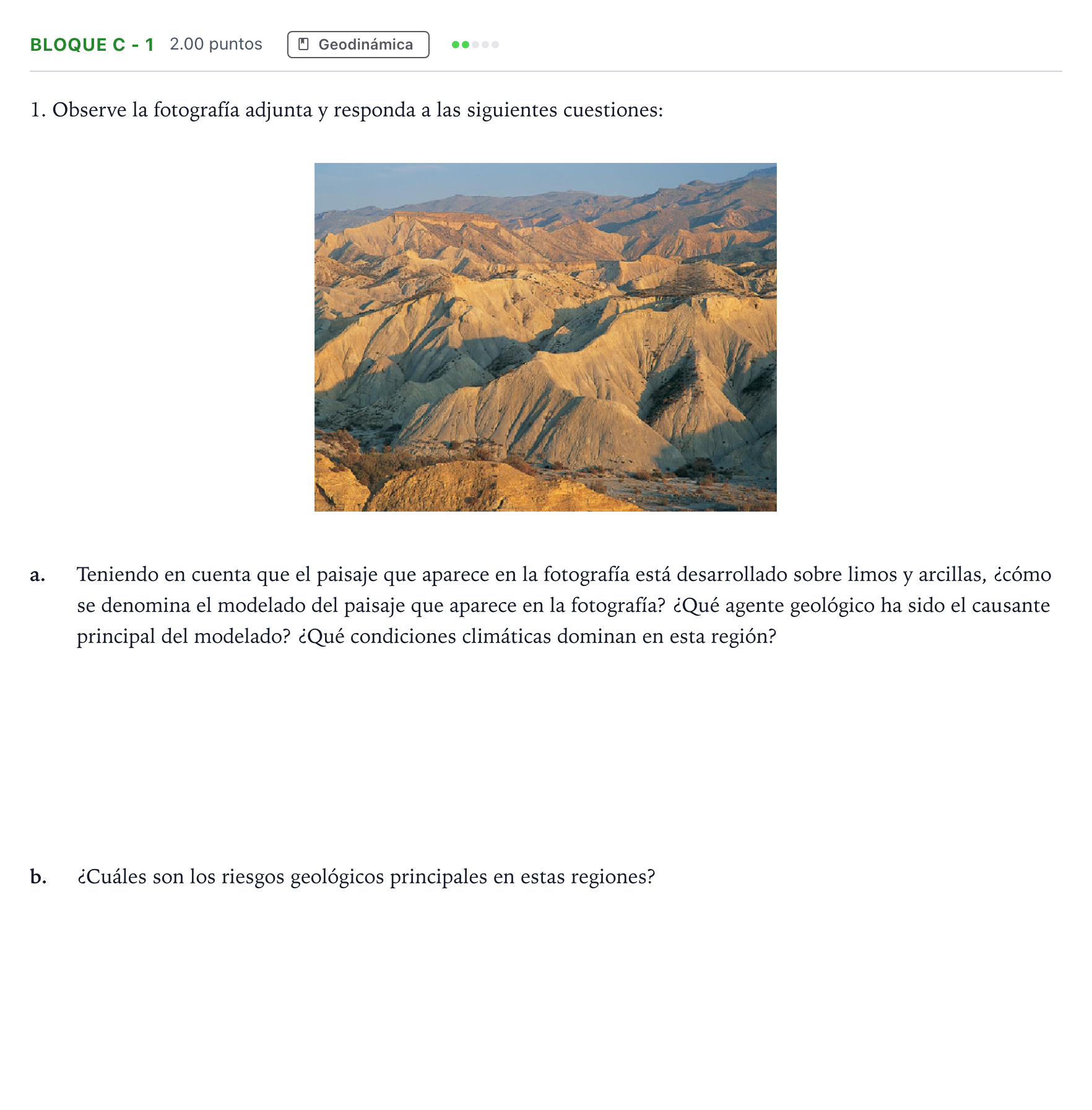 Enunciado: Bloque C - 1 · Geología PAU Andalucía Ordinaria Suplente 2023