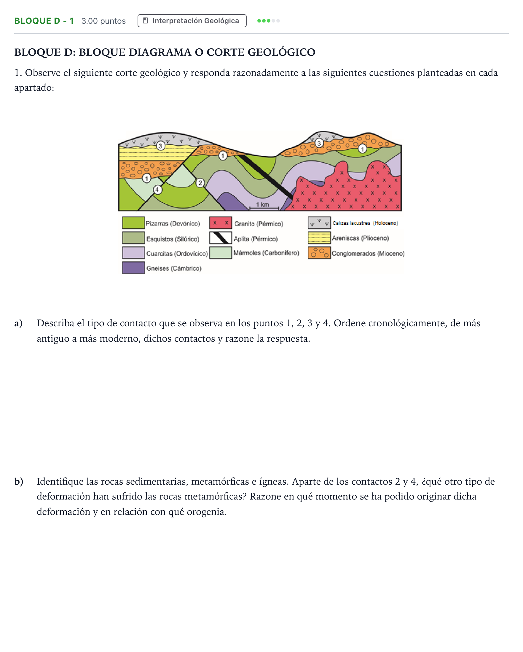 Enunciado: Bloque D - 1 · Geología PAU Andalucía Ordinaria Suplente 2023