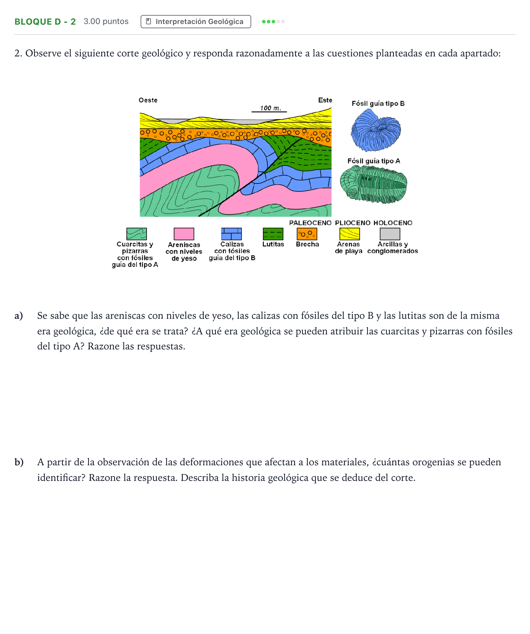 Enunciado: Bloque D - 2 · Geología PAU Andalucía Ordinaria Suplente 2023
