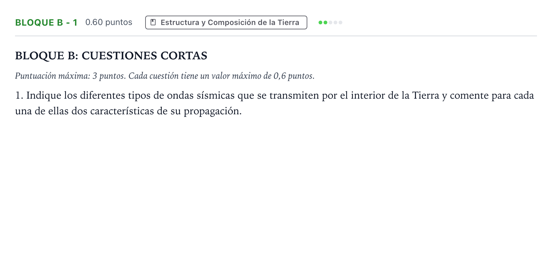 Enunciado: Bloque B - 1 · Geología PAU Andalucía Ordinaria Titular 2023