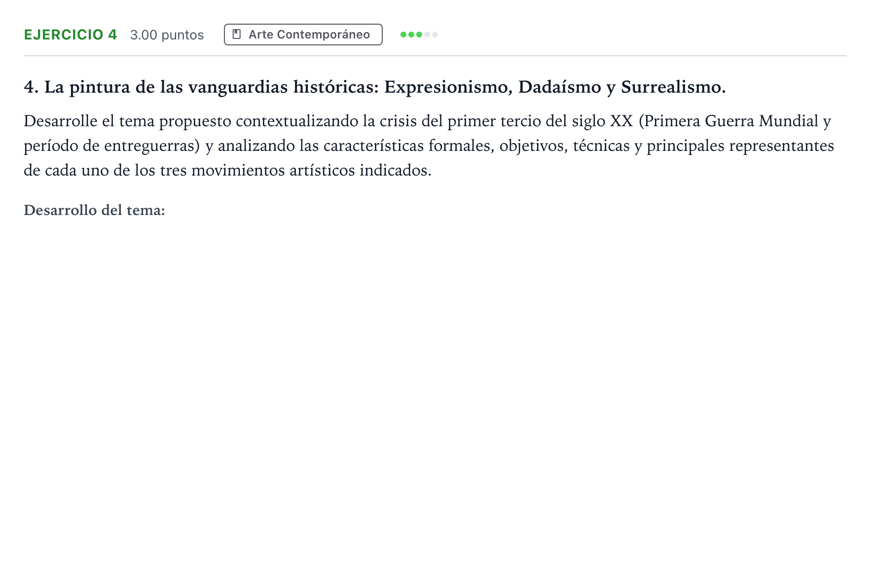 Enunciado: Problema 4 · Historia del Arte PAU Andalucía Extraordinaria Reserva 2023
