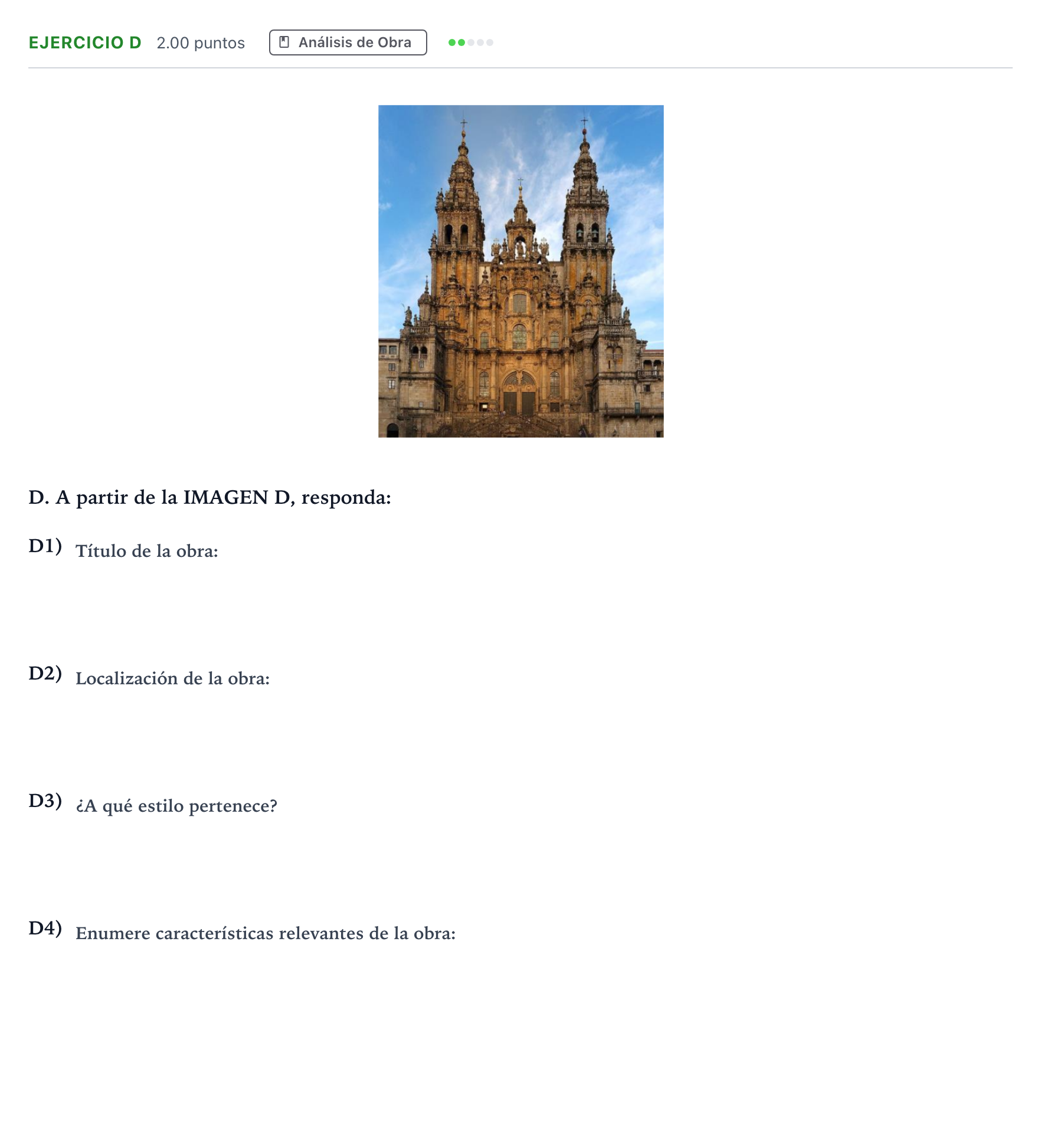 Enunciado: Ejercicio D · Historia del Arte PAU Andalucía Extraordinaria Reserva 2023