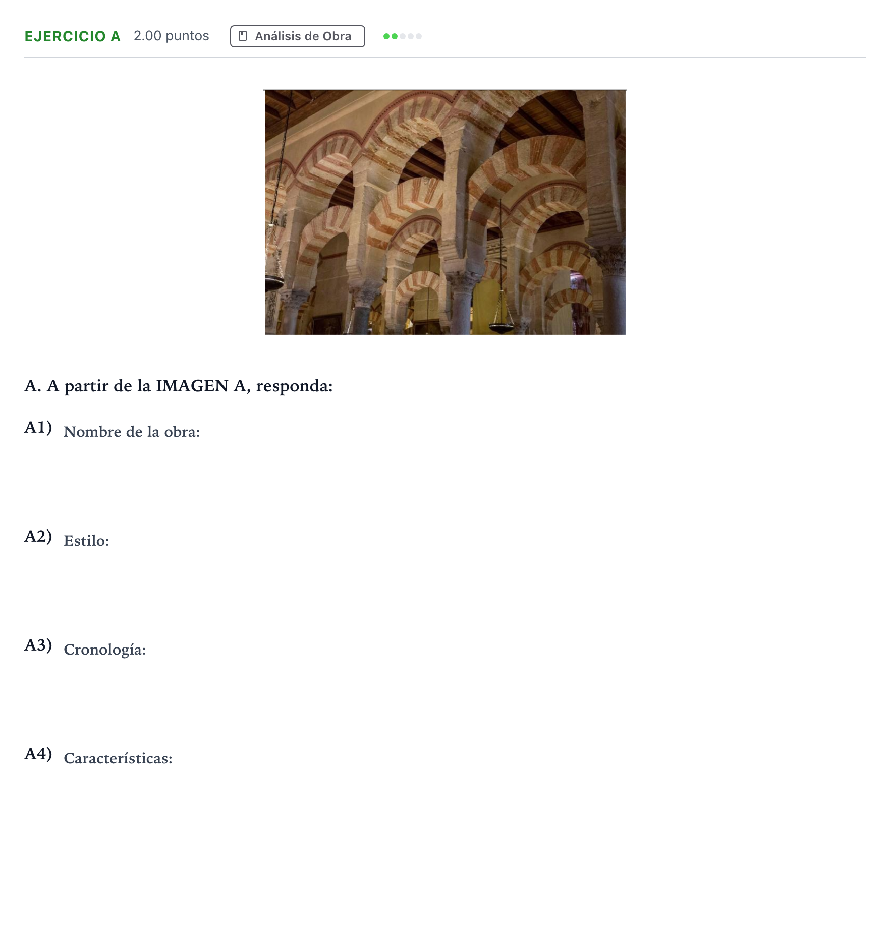 Enunciado: Ejercicio A · Historia del Arte PAU Andalucía Extraordinaria Suplente 2023