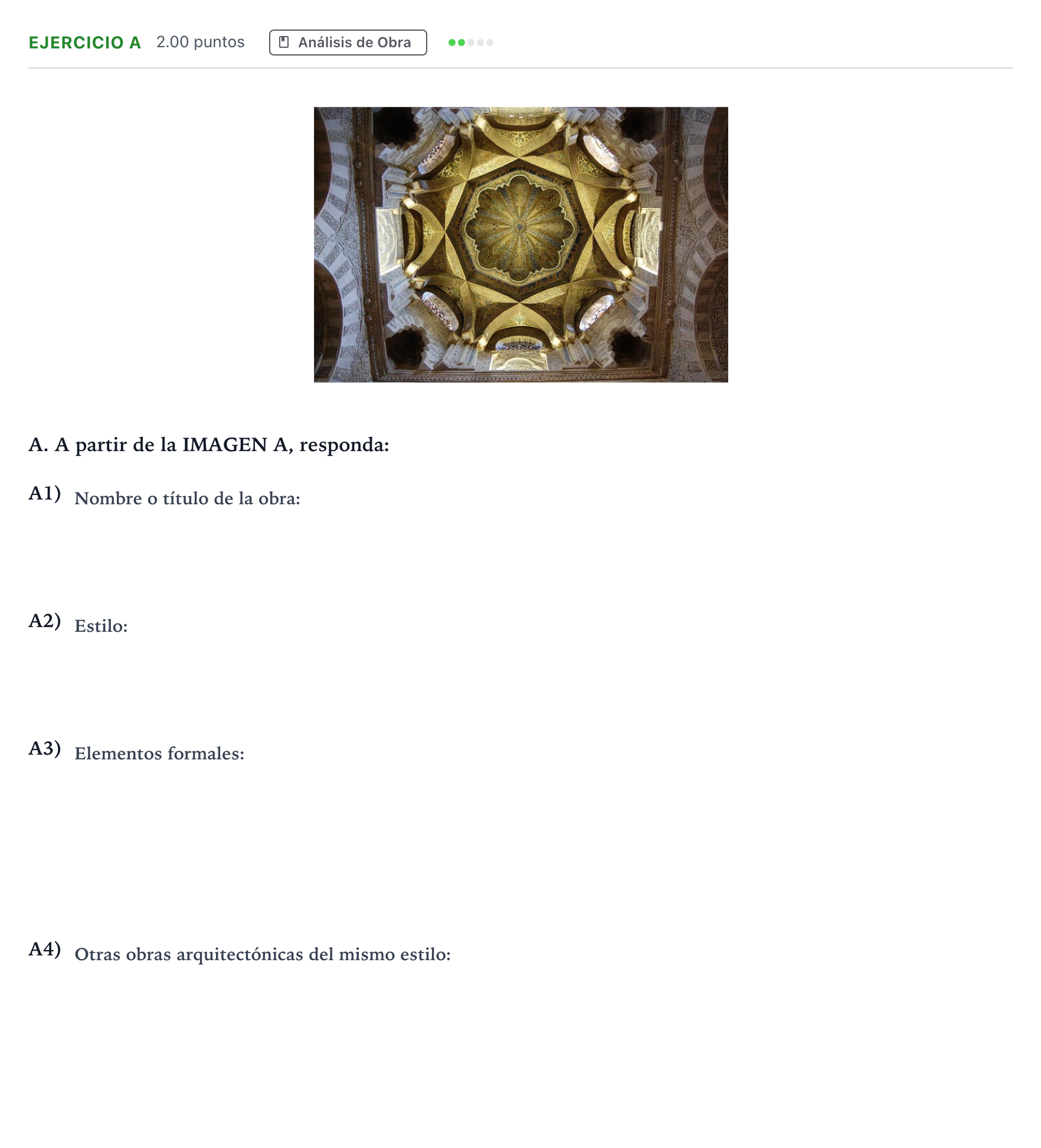 Enunciado: Ejercicio A · Historia del Arte PAU Andalucía Ordinaria Reserva 2023