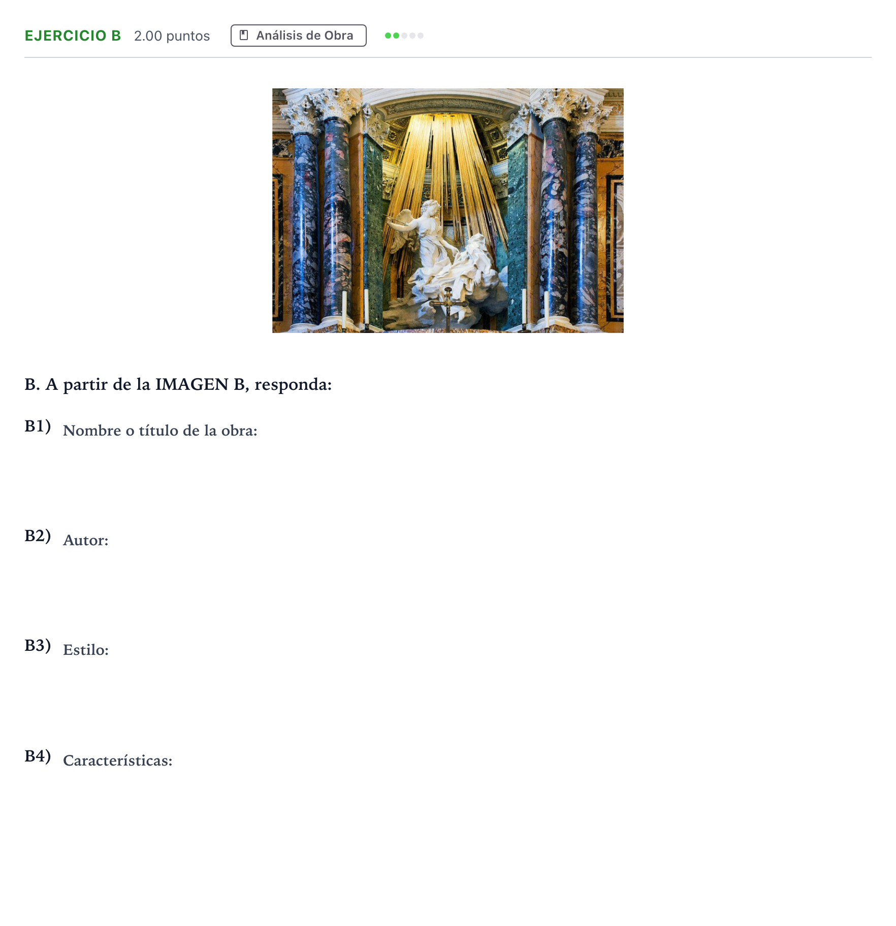 Enunciado: Ejercicio B · Historia del Arte PAU Andalucía Ordinaria Reserva 2023