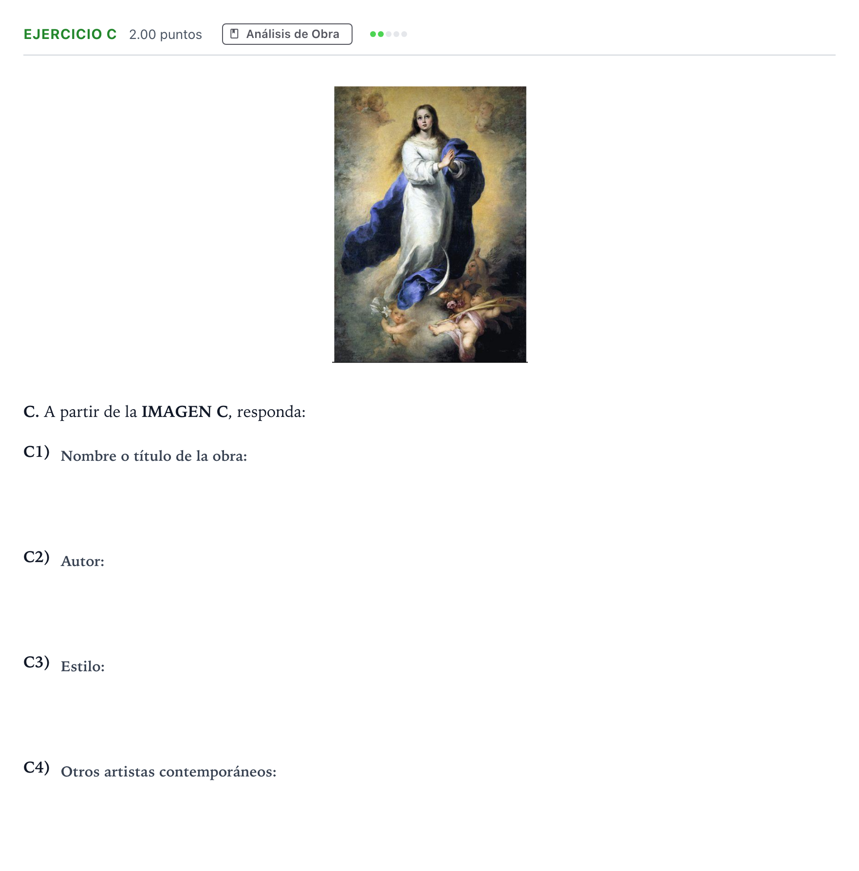 Enunciado: Ejercicio C · Historia del Arte PAU Andalucía Ordinaria Reserva 2023
