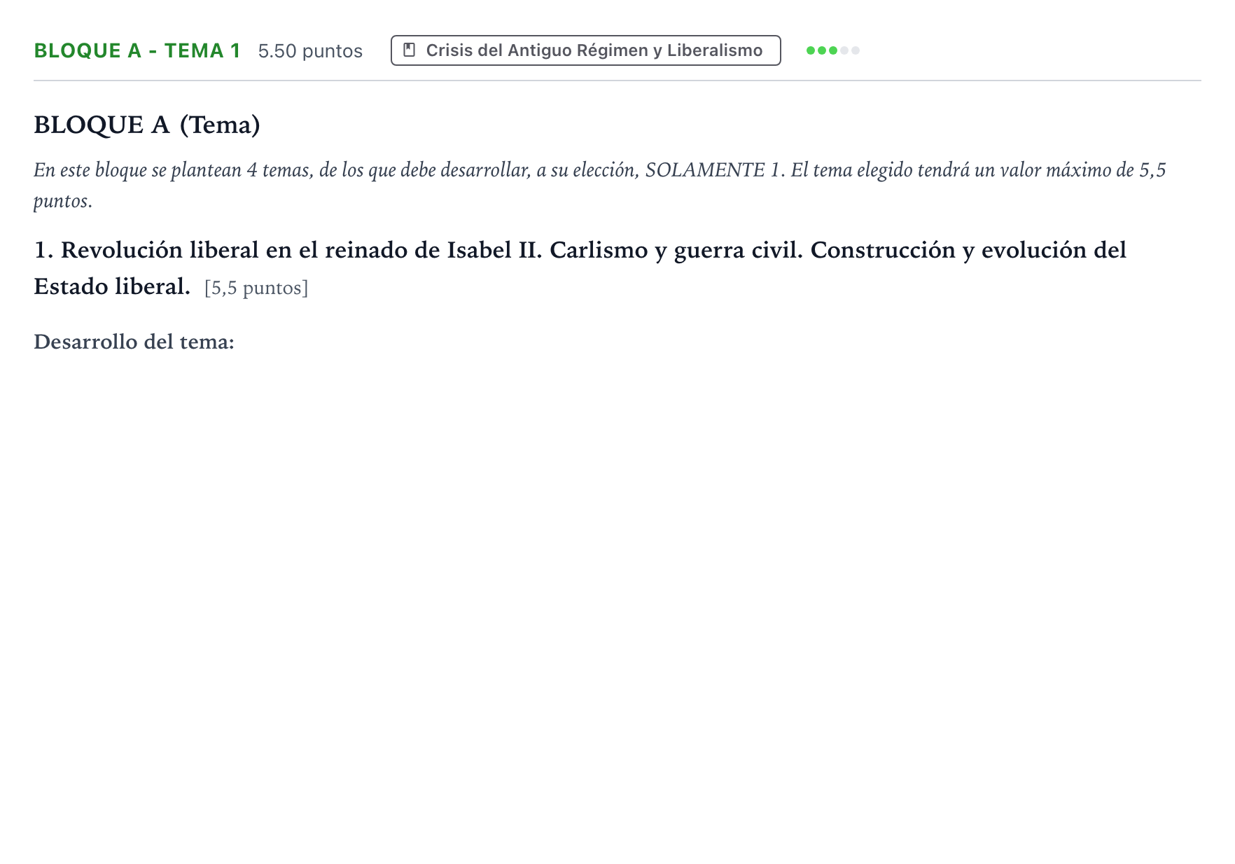 Enunciado: Bloque A - Tema 1 · Historia de España PAU Andalucía Extraordinaria Suplente 2023