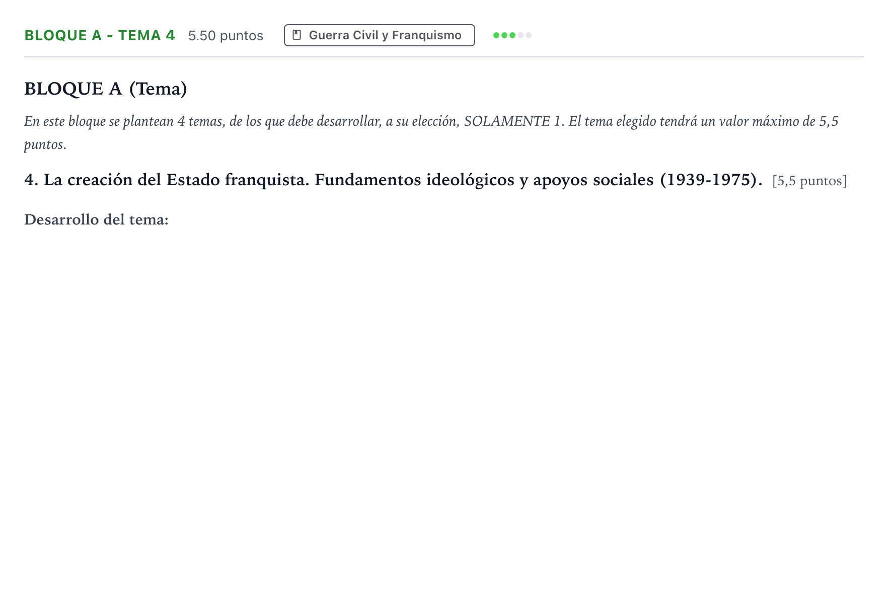Enunciado: Bloque A - Tema 4 · Historia de España PAU Andalucía Extraordinaria Suplente 2023