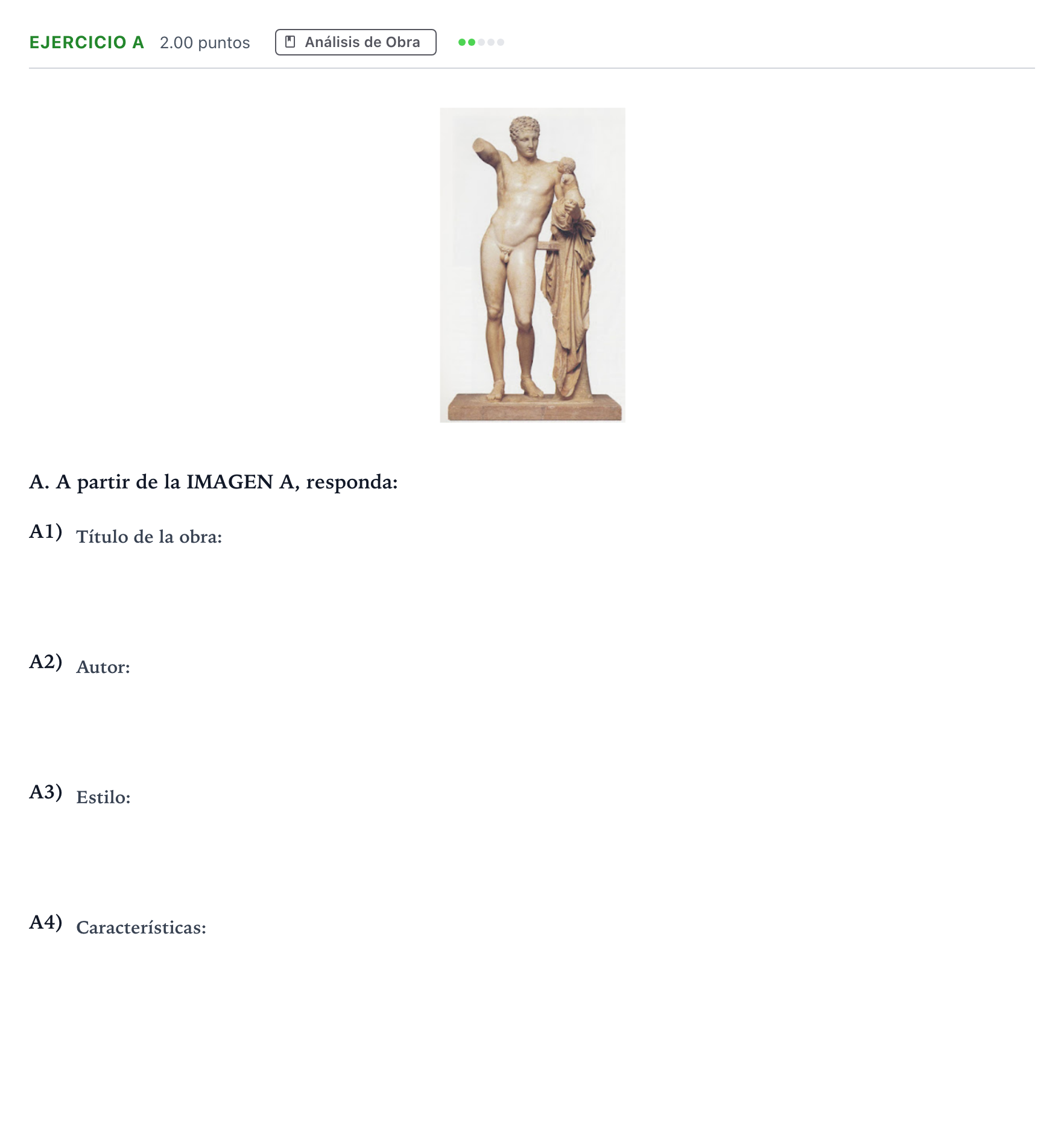 Enunciado: Ejercicio A · Historia del Arte PAU Andalucía Ordinaria Suplente 2023