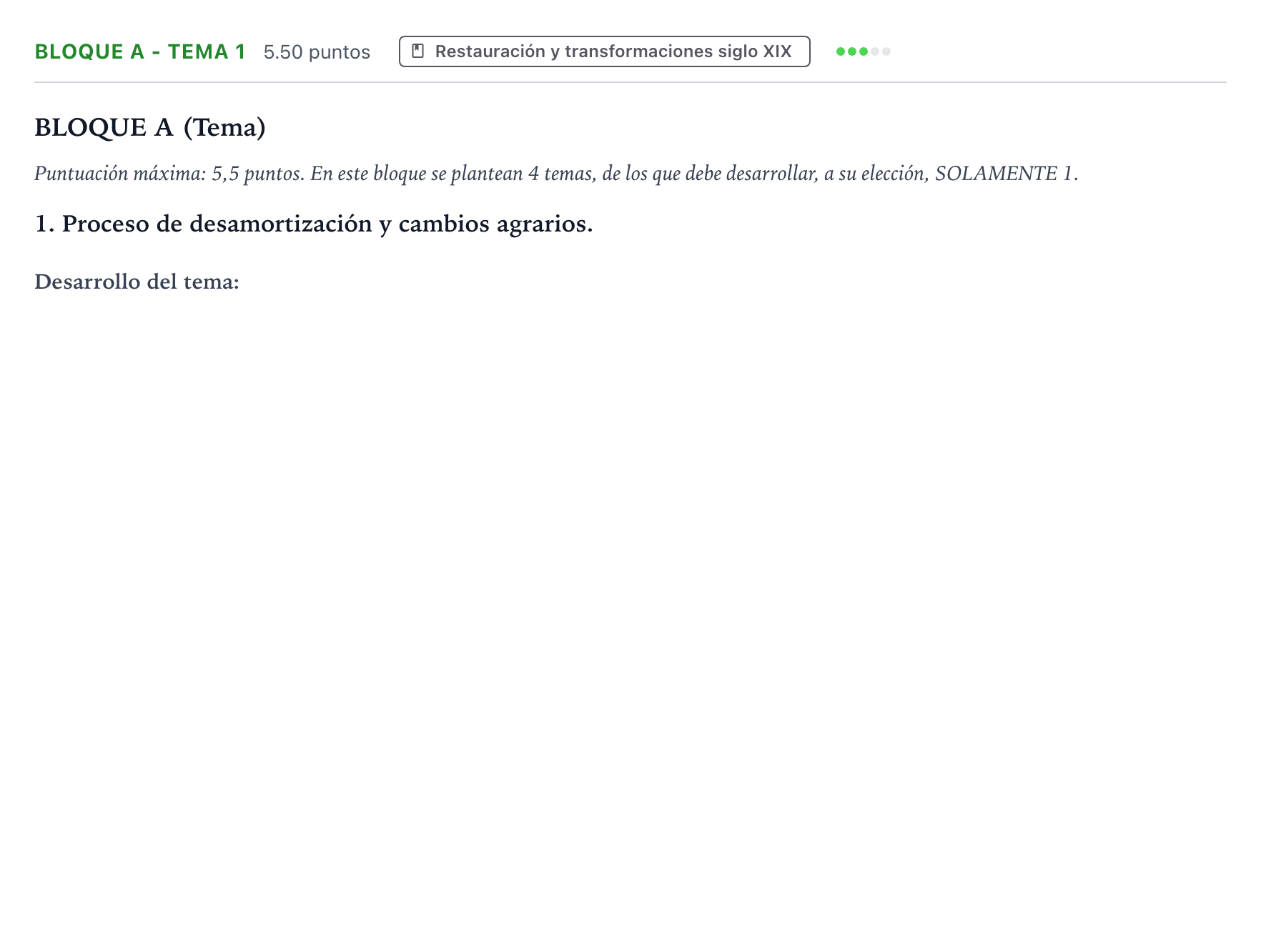 Enunciado: Bloque A - Tema 1 · Historia de España PAU Andalucía Extraordinaria Titular 2023