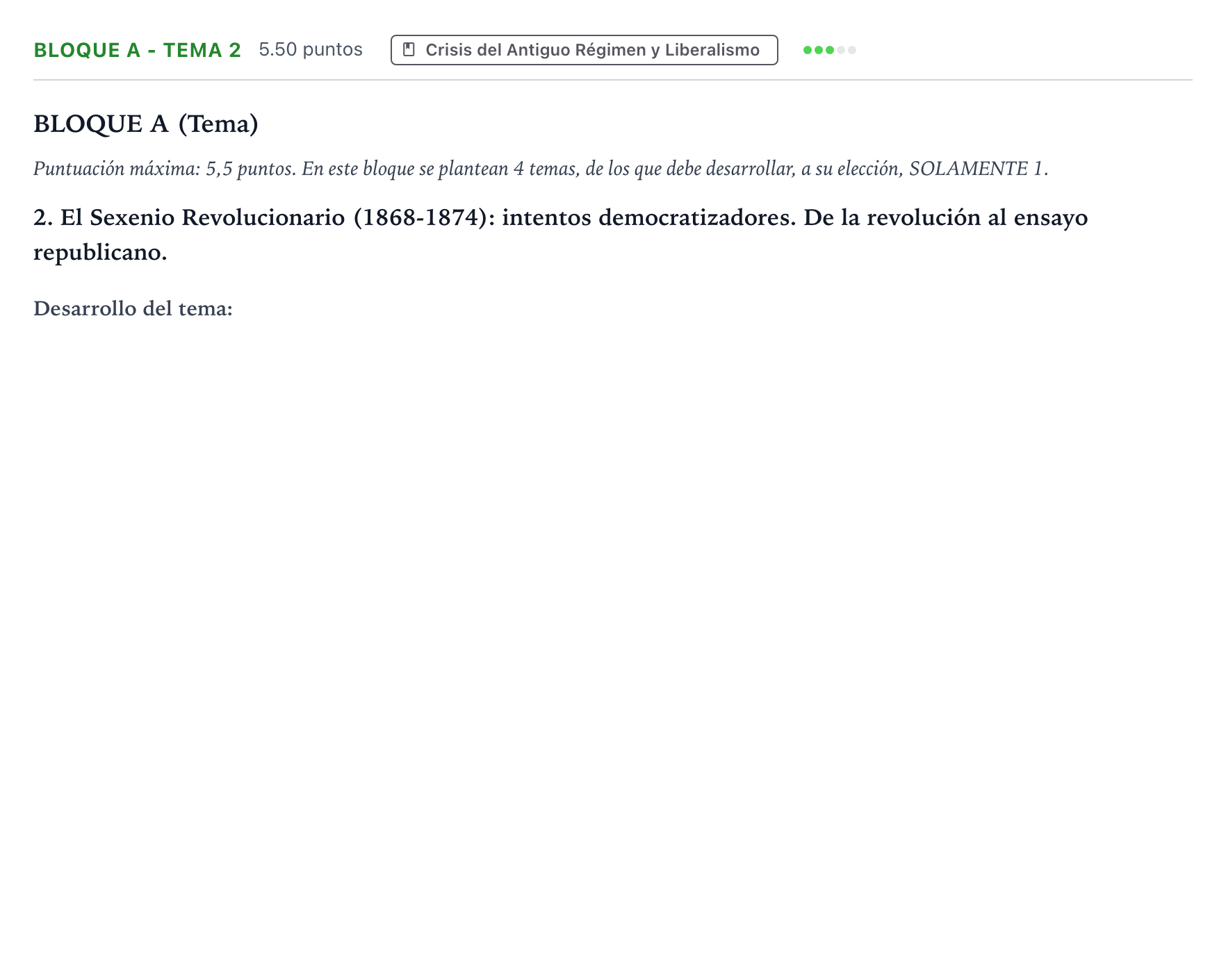 Enunciado: Bloque A - Tema 2 · Historia de España PAU Andalucía Extraordinaria Titular 2023