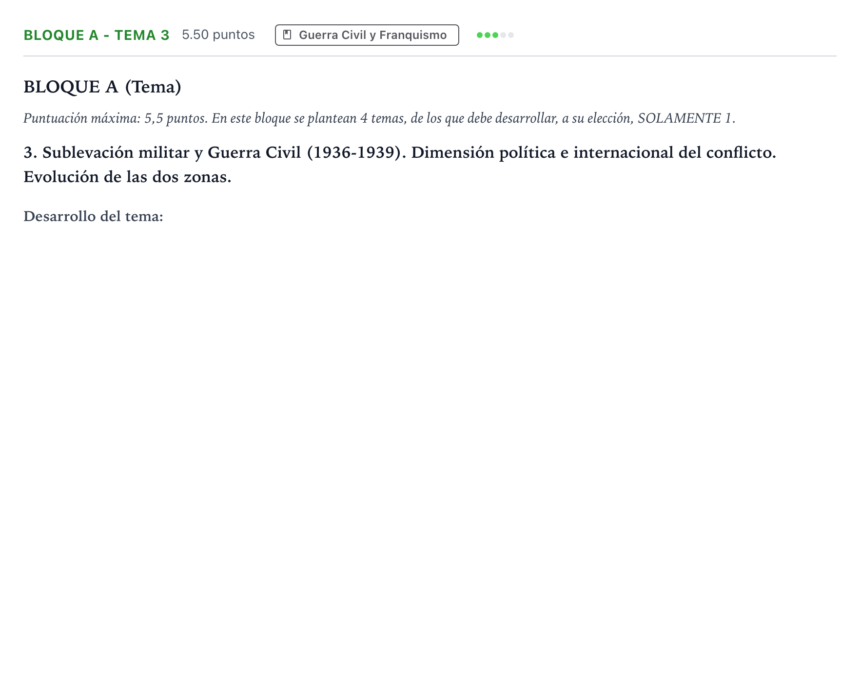 Enunciado: Bloque A - Tema 3 · Historia de España PAU Andalucía Extraordinaria Titular 2023