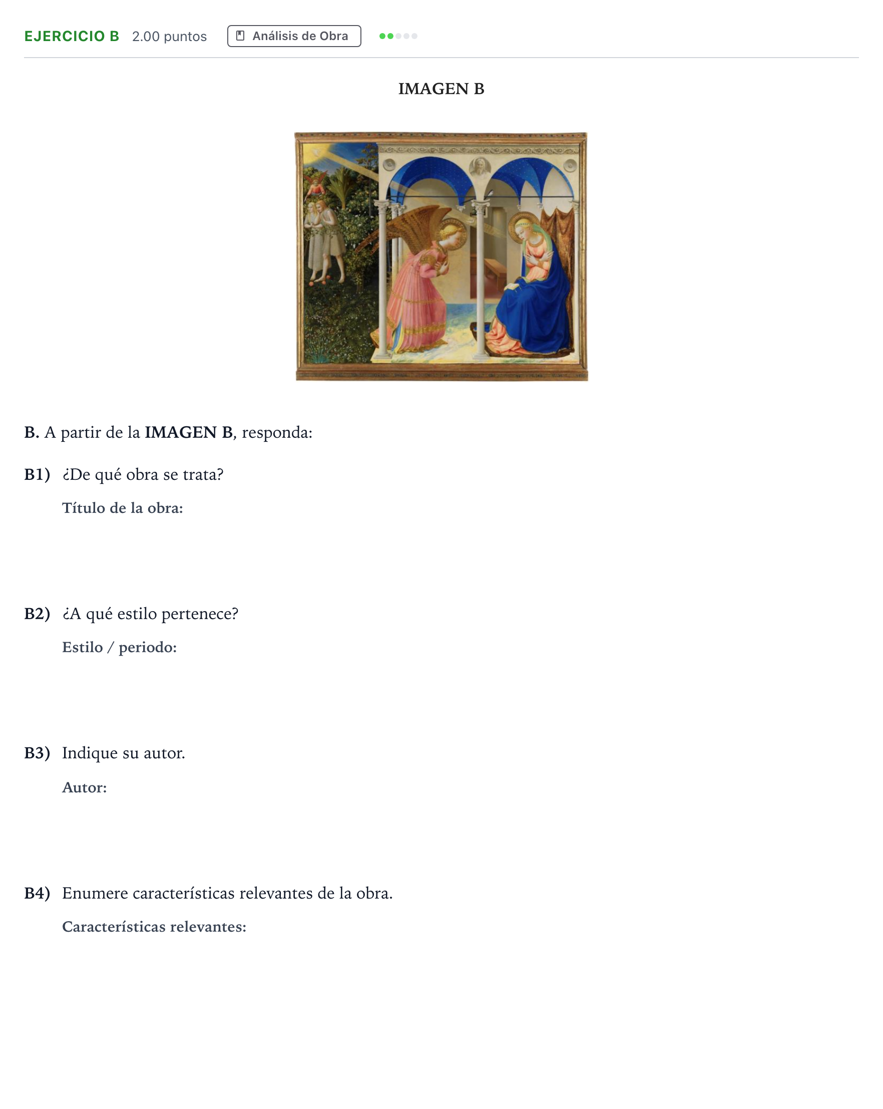 Enunciado: Ejercicio B · Historia del Arte PAU Andalucía Ordinaria Titular 2023