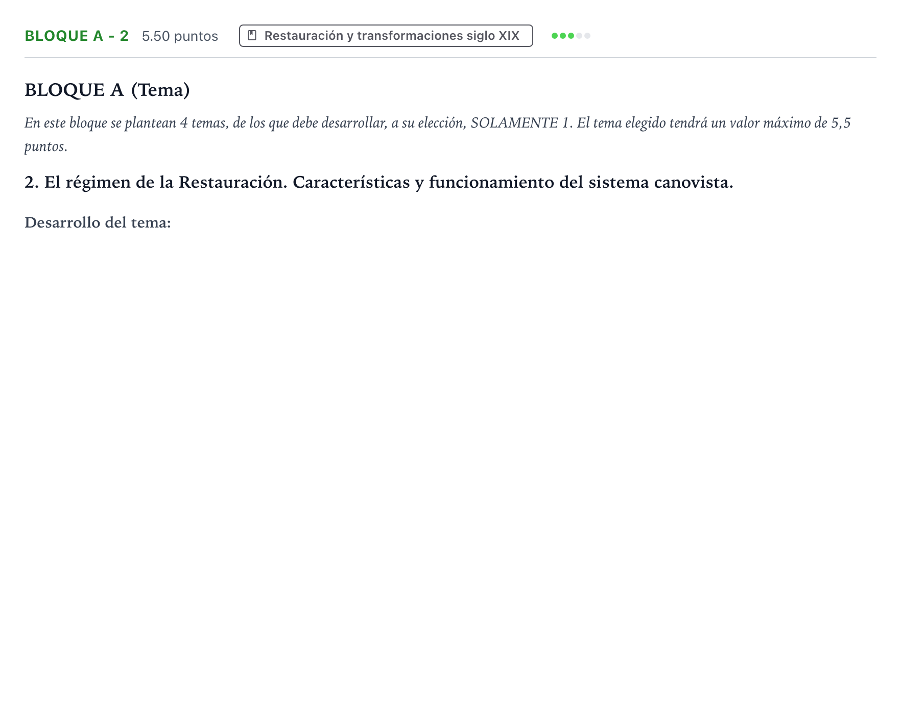 Enunciado: Bloque A - 2 · Historia de España PAU Andalucía Ordinaria Reserva 2023