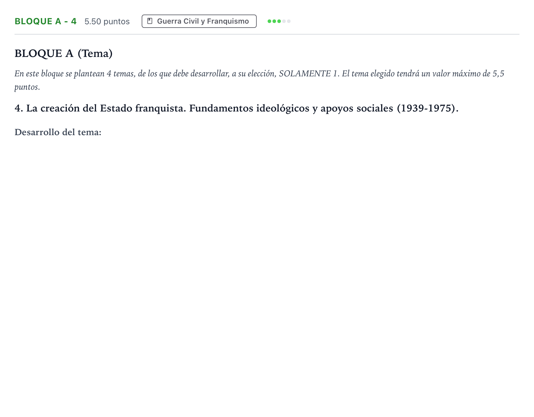 Enunciado: Bloque A - 4 · Historia de España PAU Andalucía Ordinaria Reserva 2023