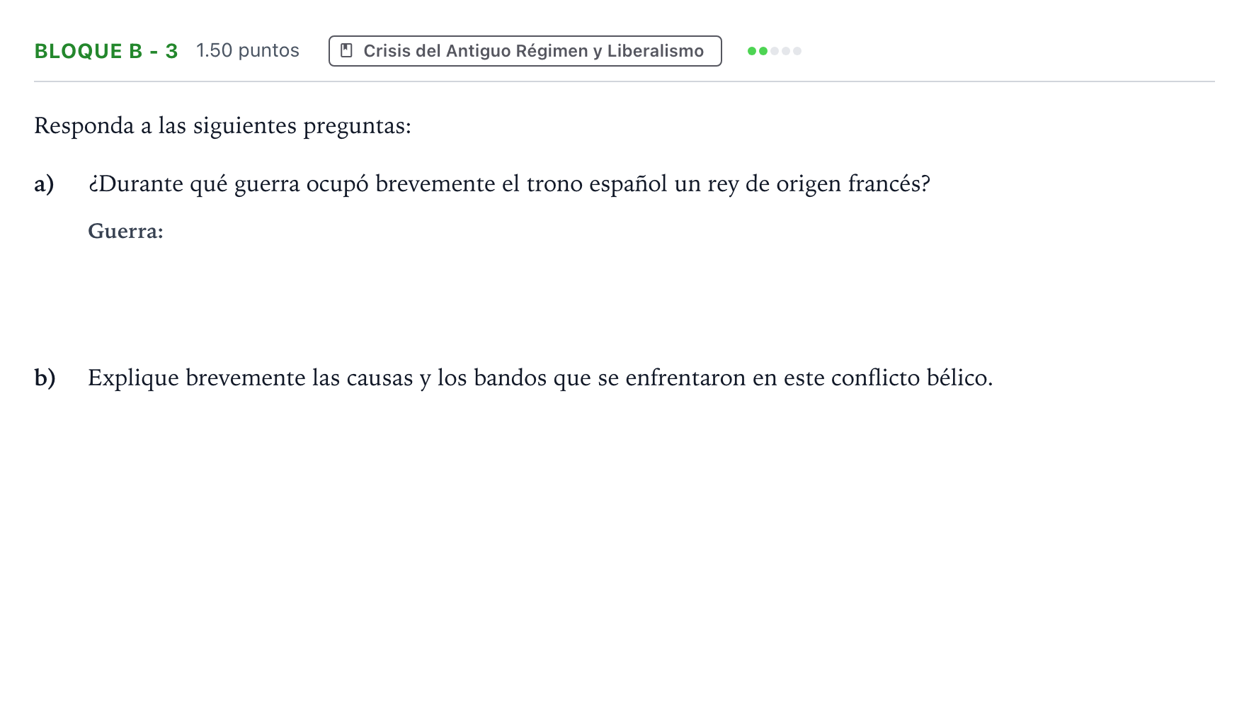 Enunciado: Bloque B - 3 · Historia de España PAU Andalucía Ordinaria Reserva 2023
